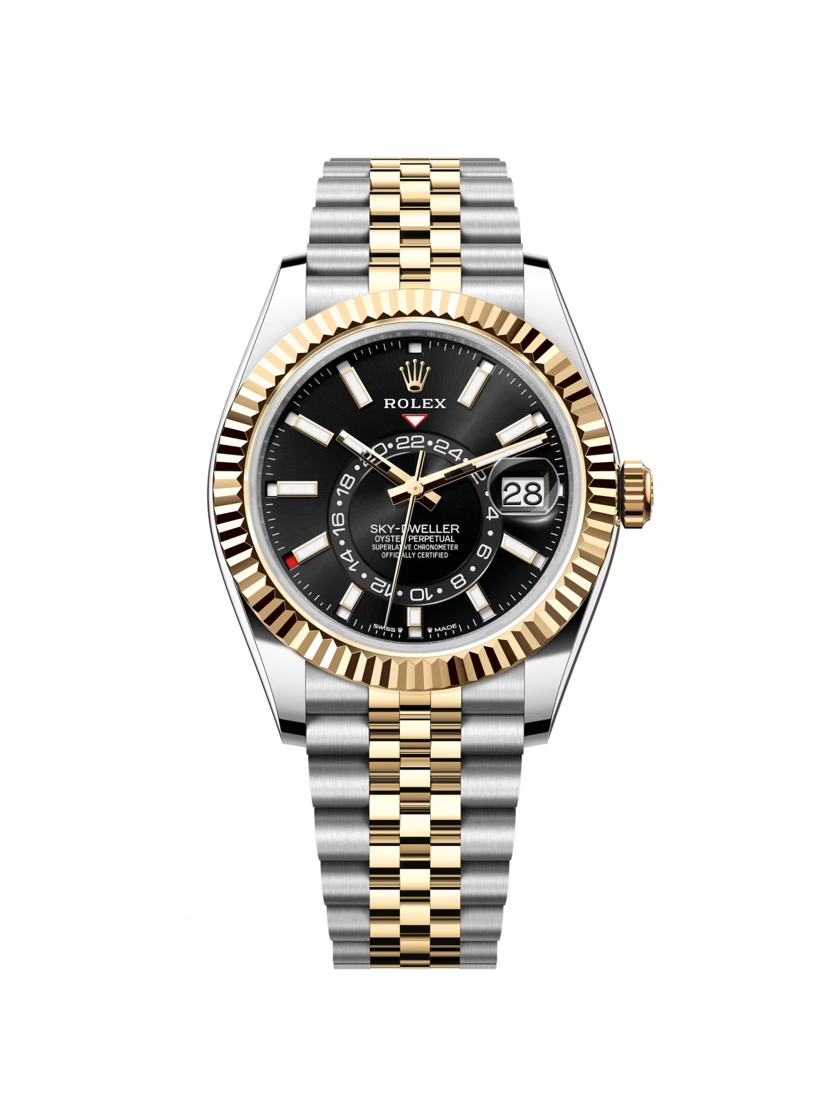 [2026 Mirror Grade]RLX  Sky-Dweller 42mm Two-Tone Yellow Gold Black Dial Jubilee - 336933 - New 2025