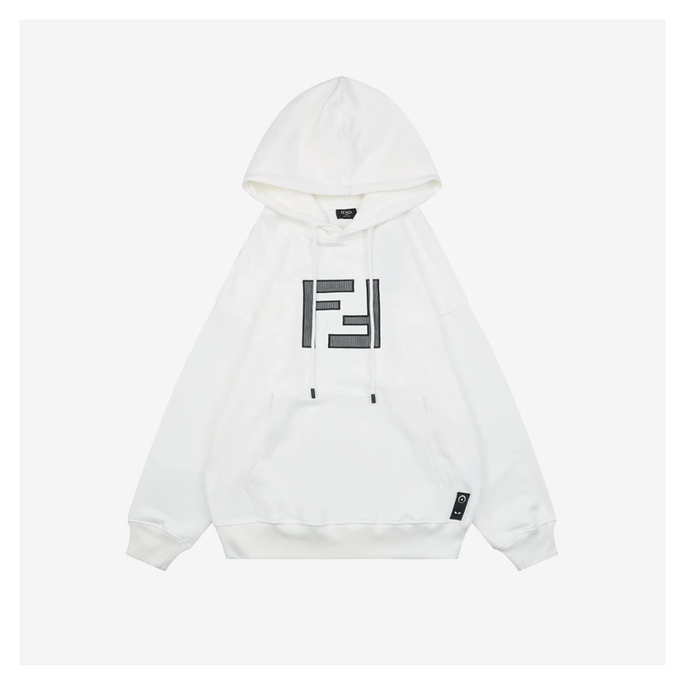 F Mesh Embroidered Logo Hoodie (Black/White)