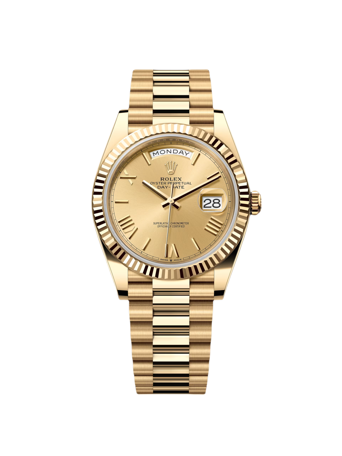 [2026 Mirror Grade]RLX Day-Date President 40mm Yellow Gold Champagne Roman Numeral Dial - 228238