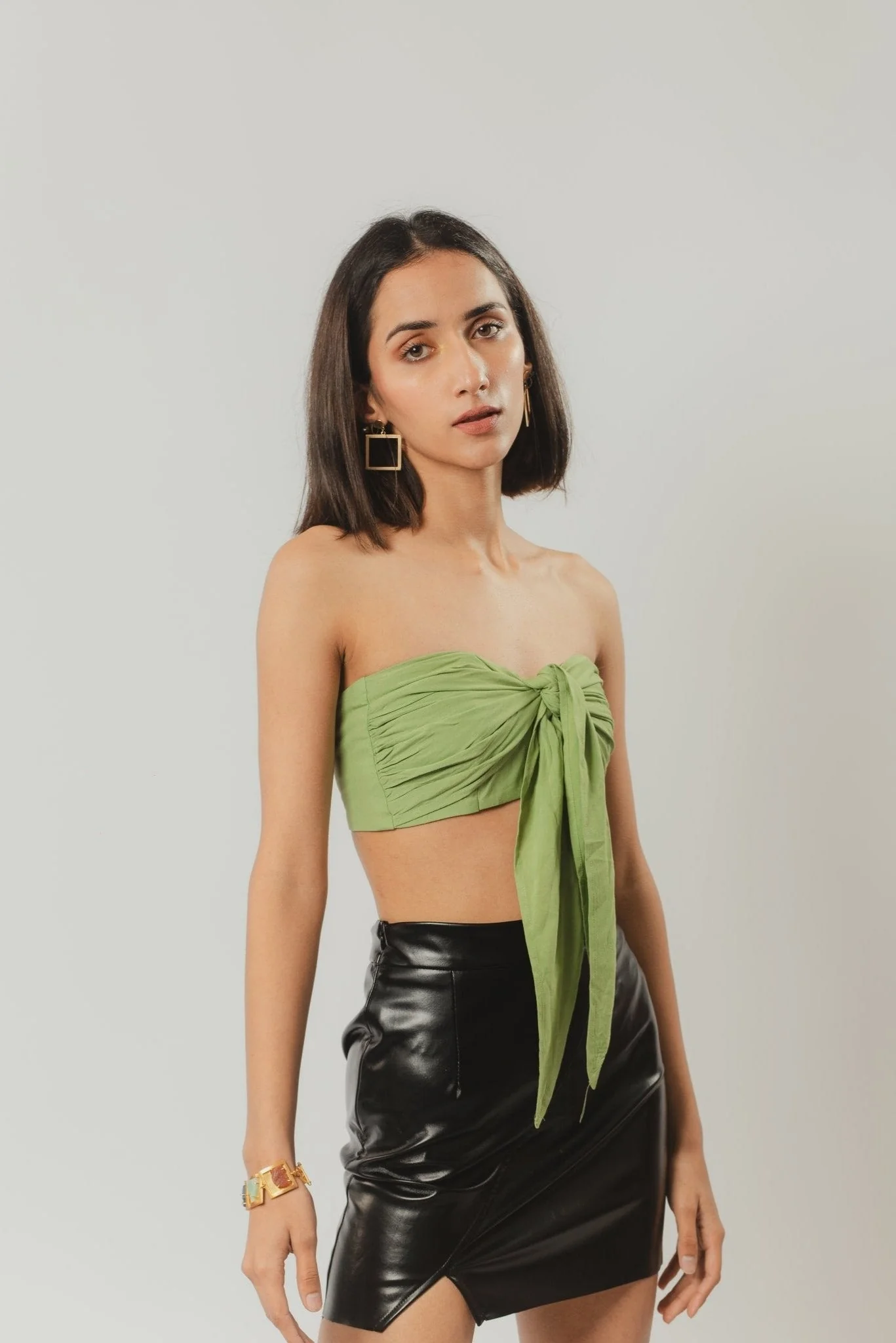 Green Knot It Strapless Top
