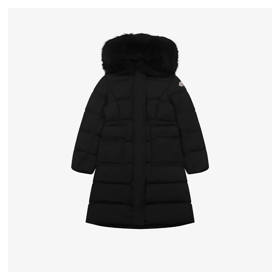 Mxxcler Long Hooded Down With Fur Trim Jacket (White/Black)