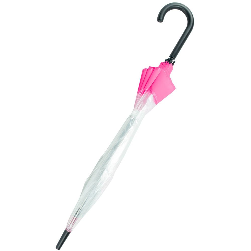SEMI LINE Parasol, 90 cm, przezroczysty, różowa lamówka