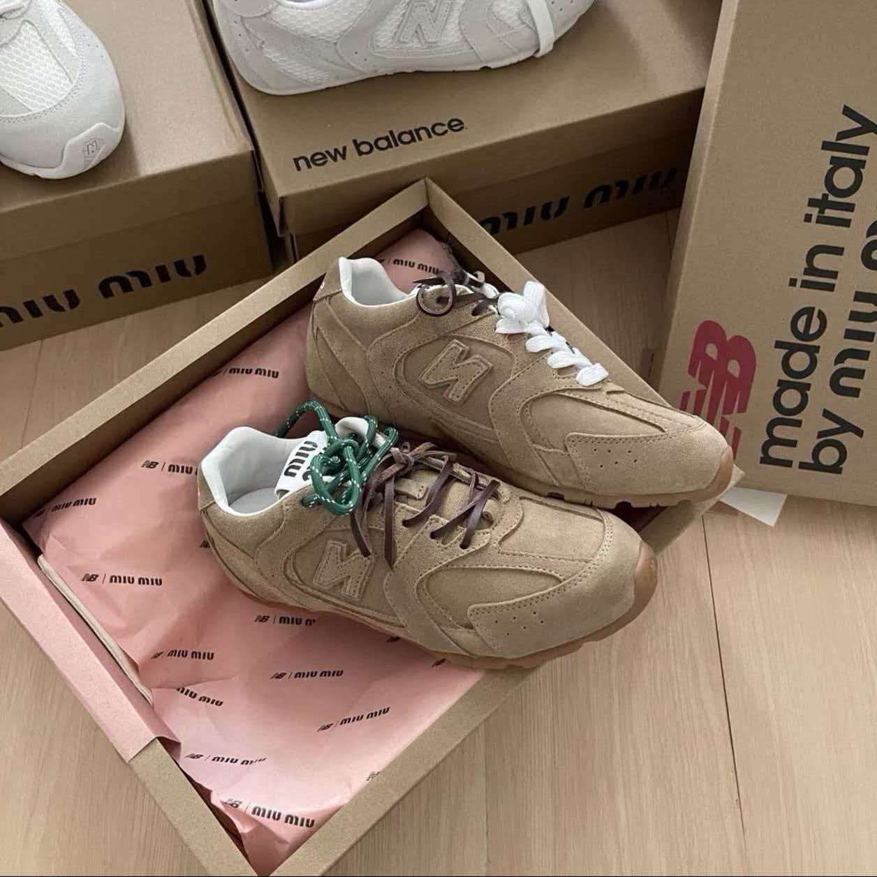 New Balance × Miu Miu 530 SL Suede Sneakers