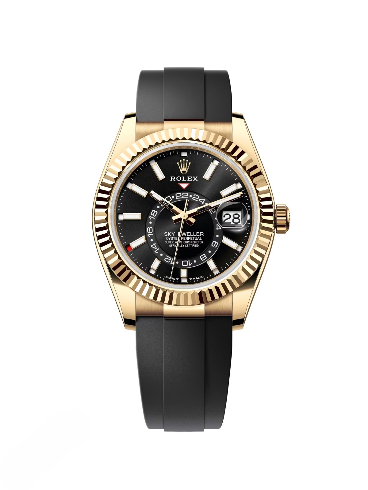 [2026 Mirror Grade]RLX  Sky-Dweller 42mm Yellow Gold Black Dial Oysterflex - 336238