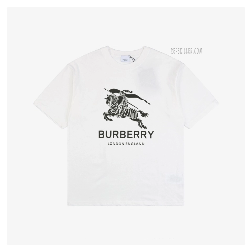 BBry Large Equestrian Knight Logo Print T-Shirt (Black/White)