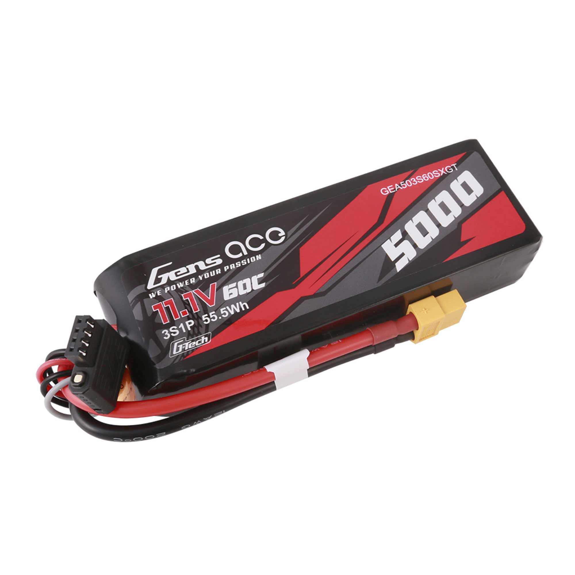 11.1V 5000mAh 3S 60C G-Tech Short-Size LiPo Battery: XT60