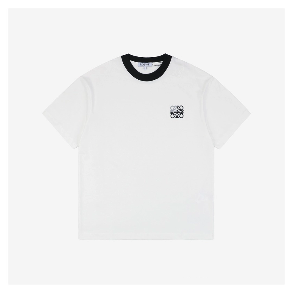 L Logo Contrast Collar T-Shirt (Black/White)