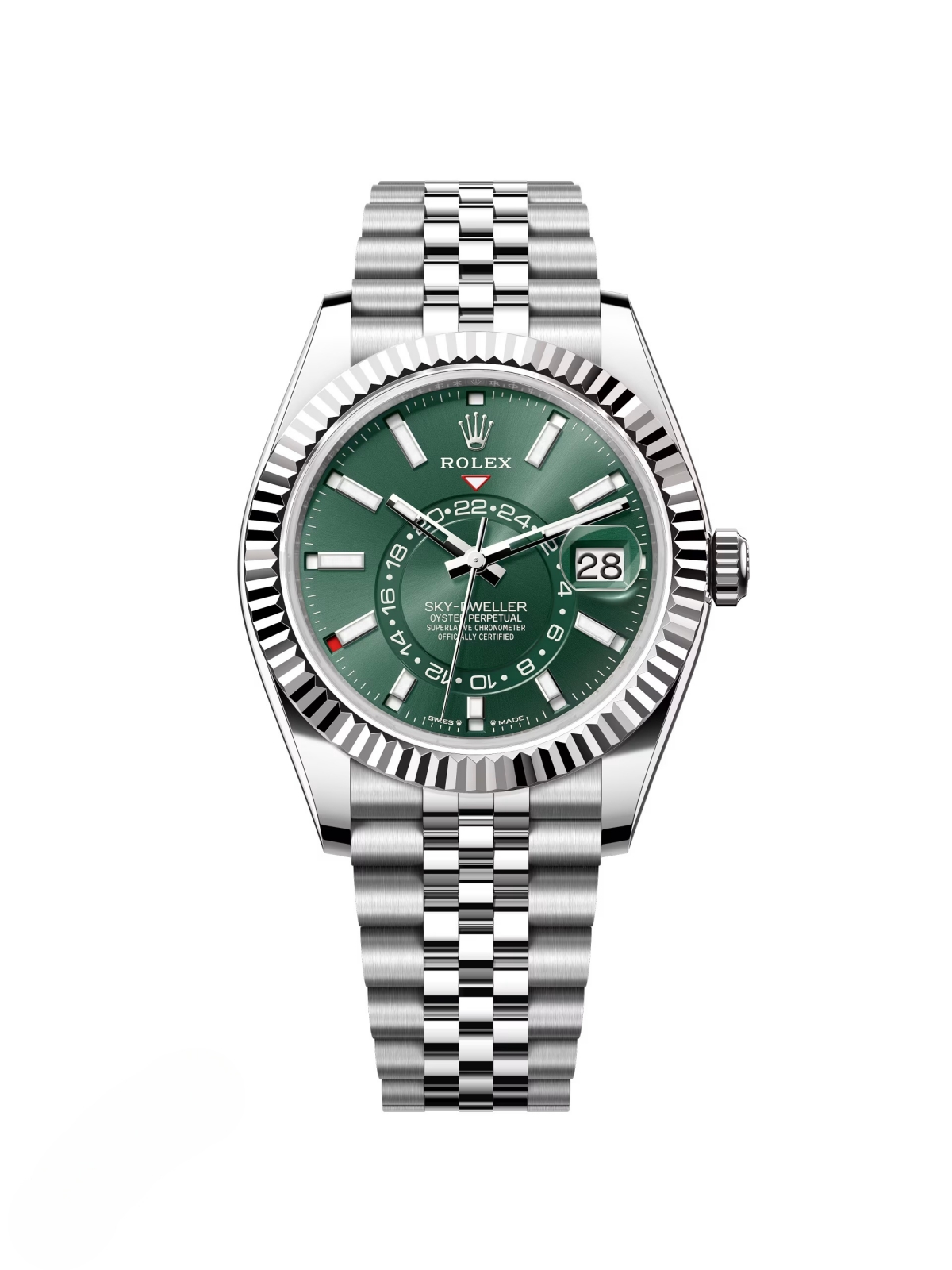[2026 Mirror Grade]RLX  Sky-Dweller 42mm Stainless Steel Green Dial Jubilee - 336934
