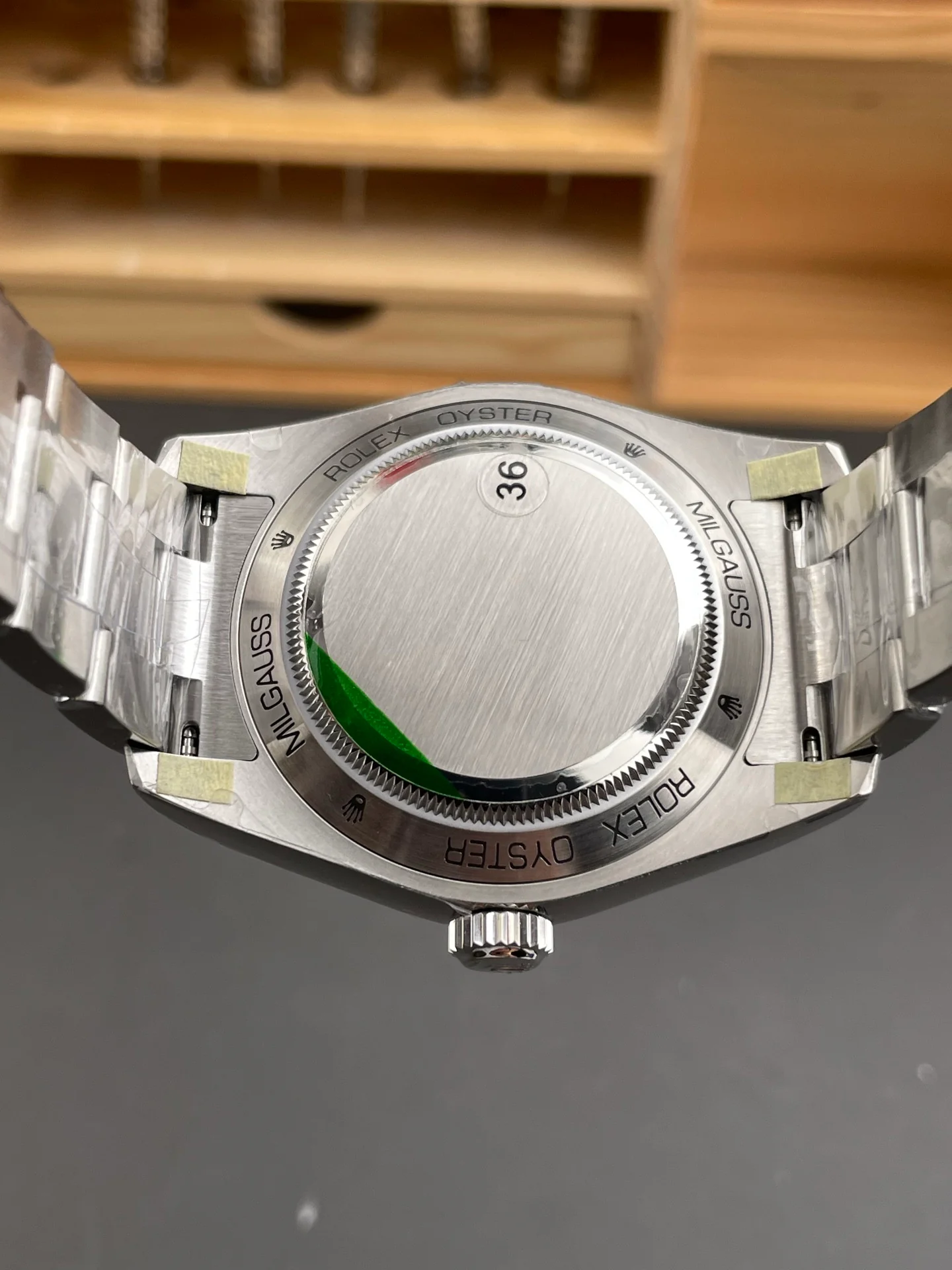 Green Glass Milgauss Blue Dial