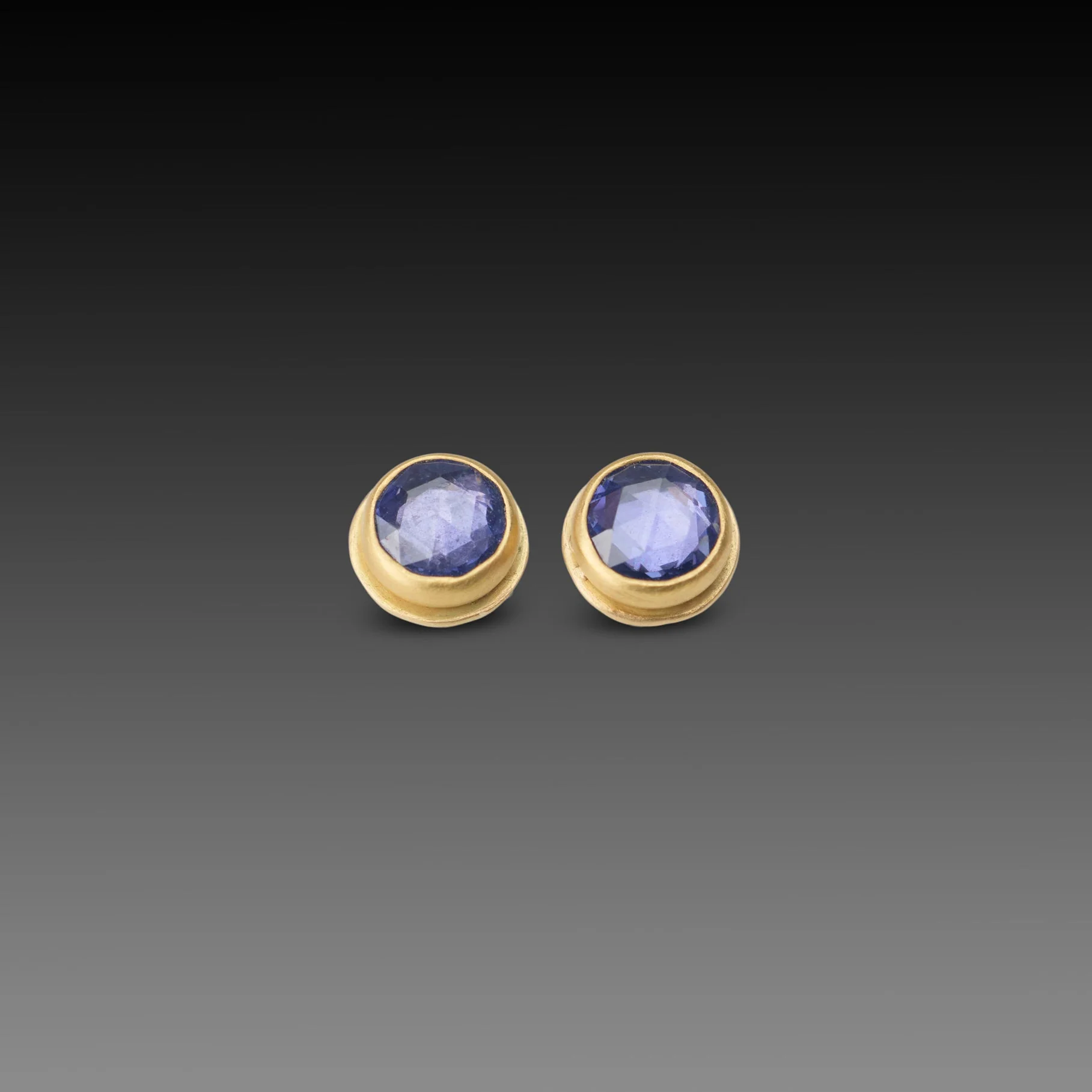 Round Sapphire Stud Earrings