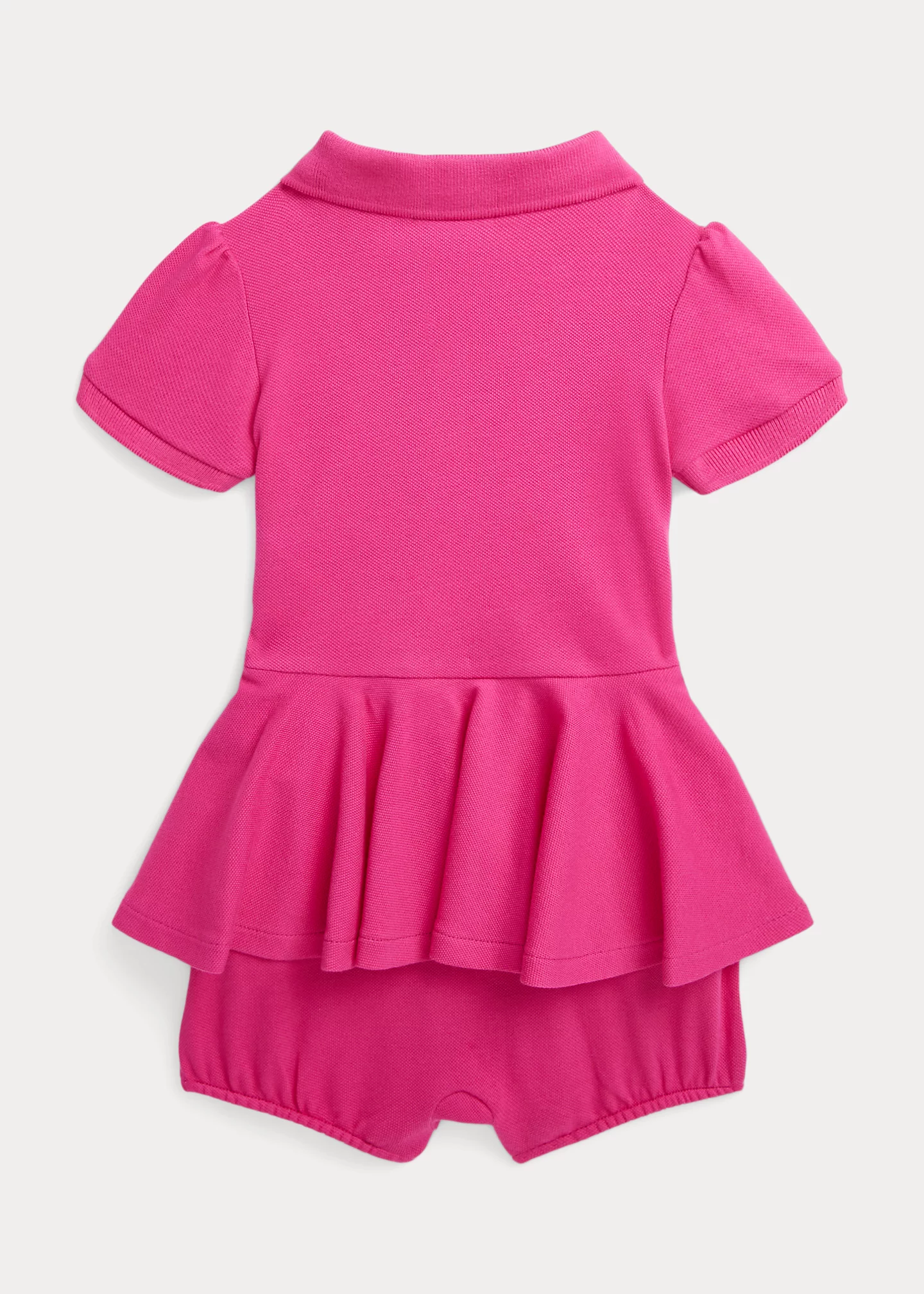 Stretch Mesh Peplum Polo Shortall