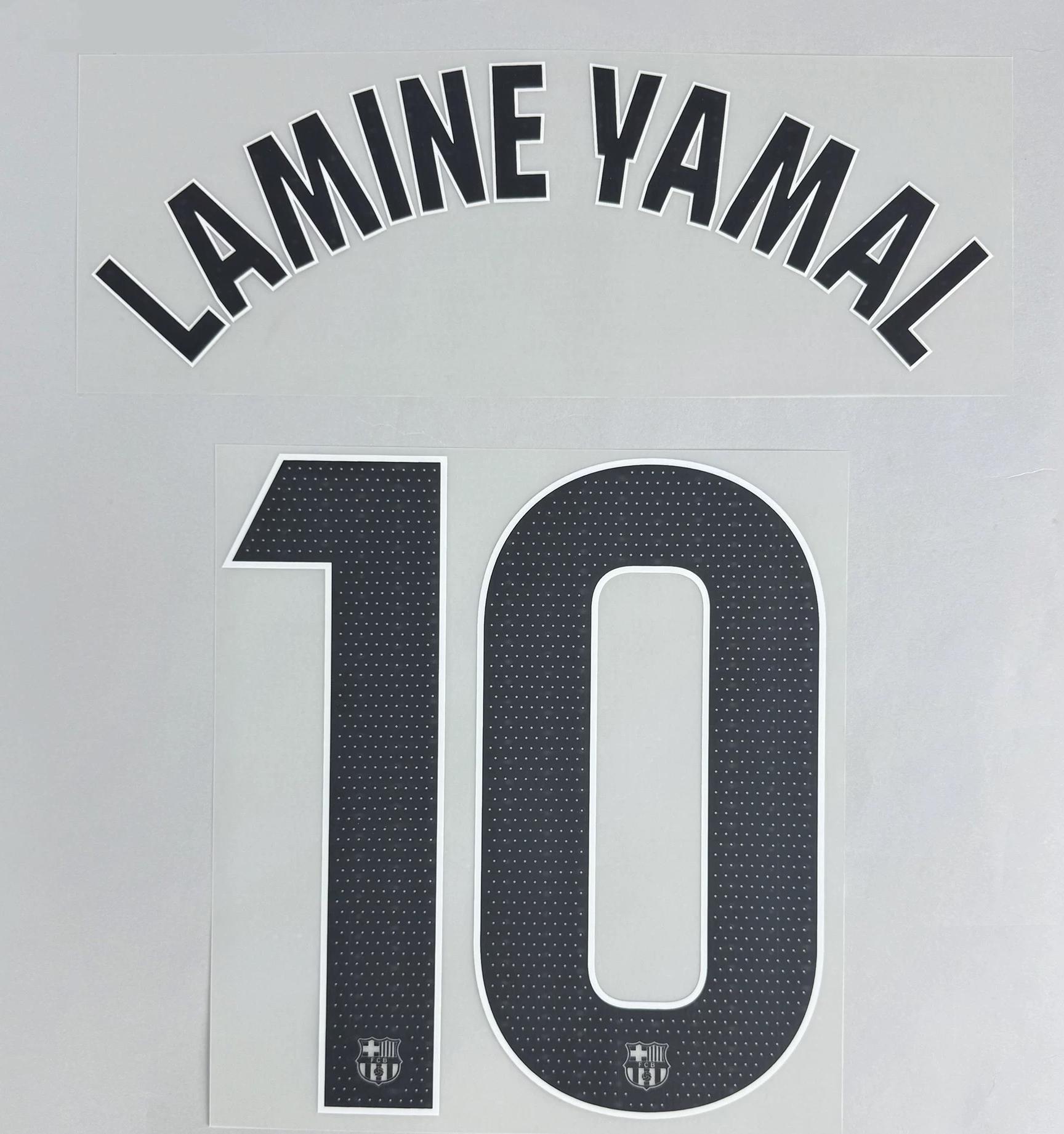 LAMINE YAMAL #10 FC Barcelona 2025-26 Away La Liga Football Soccer Name & Number Set