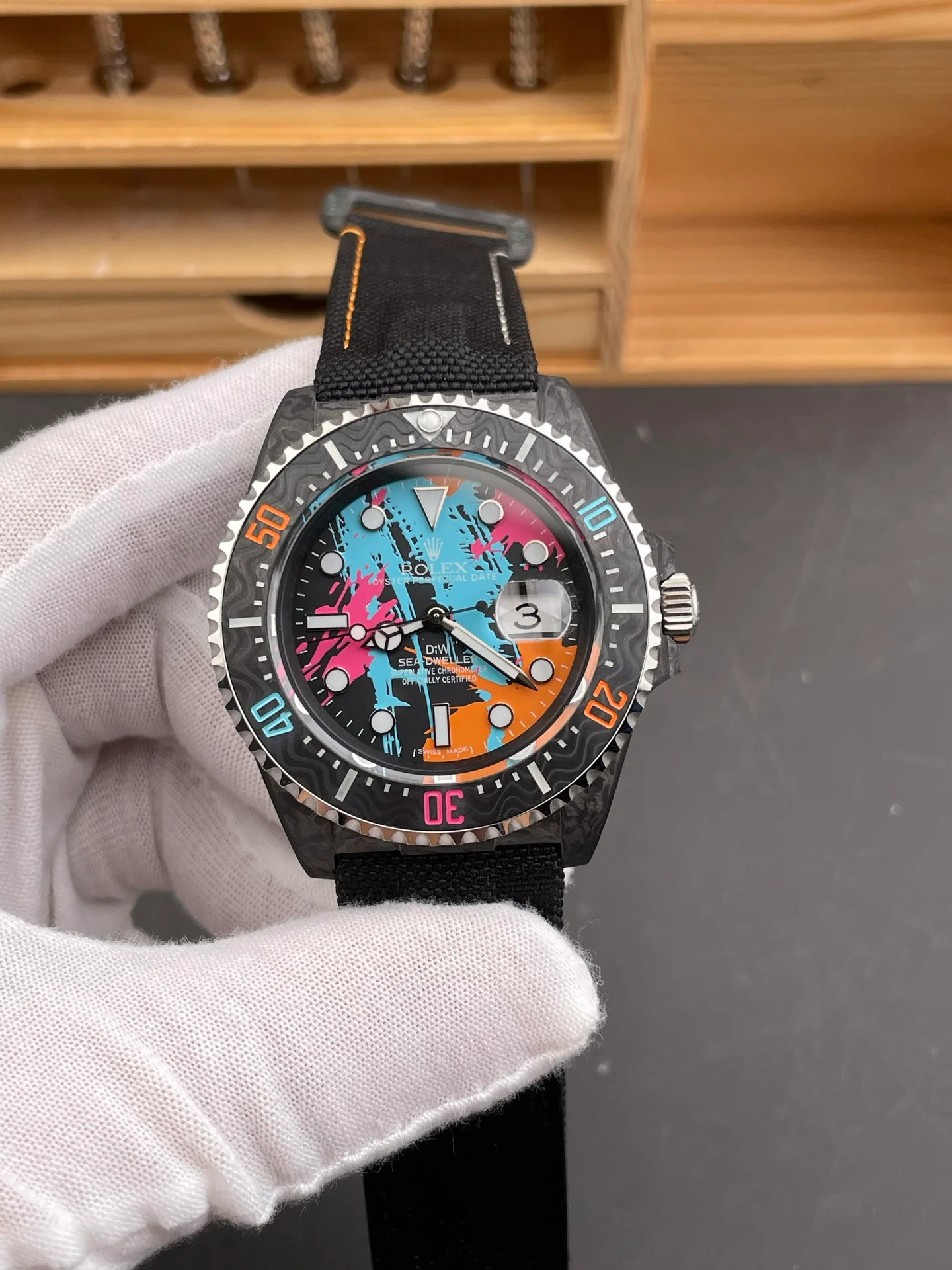 DIW Custom Carbon Fiber Submariner Painted Multi-Color Edition