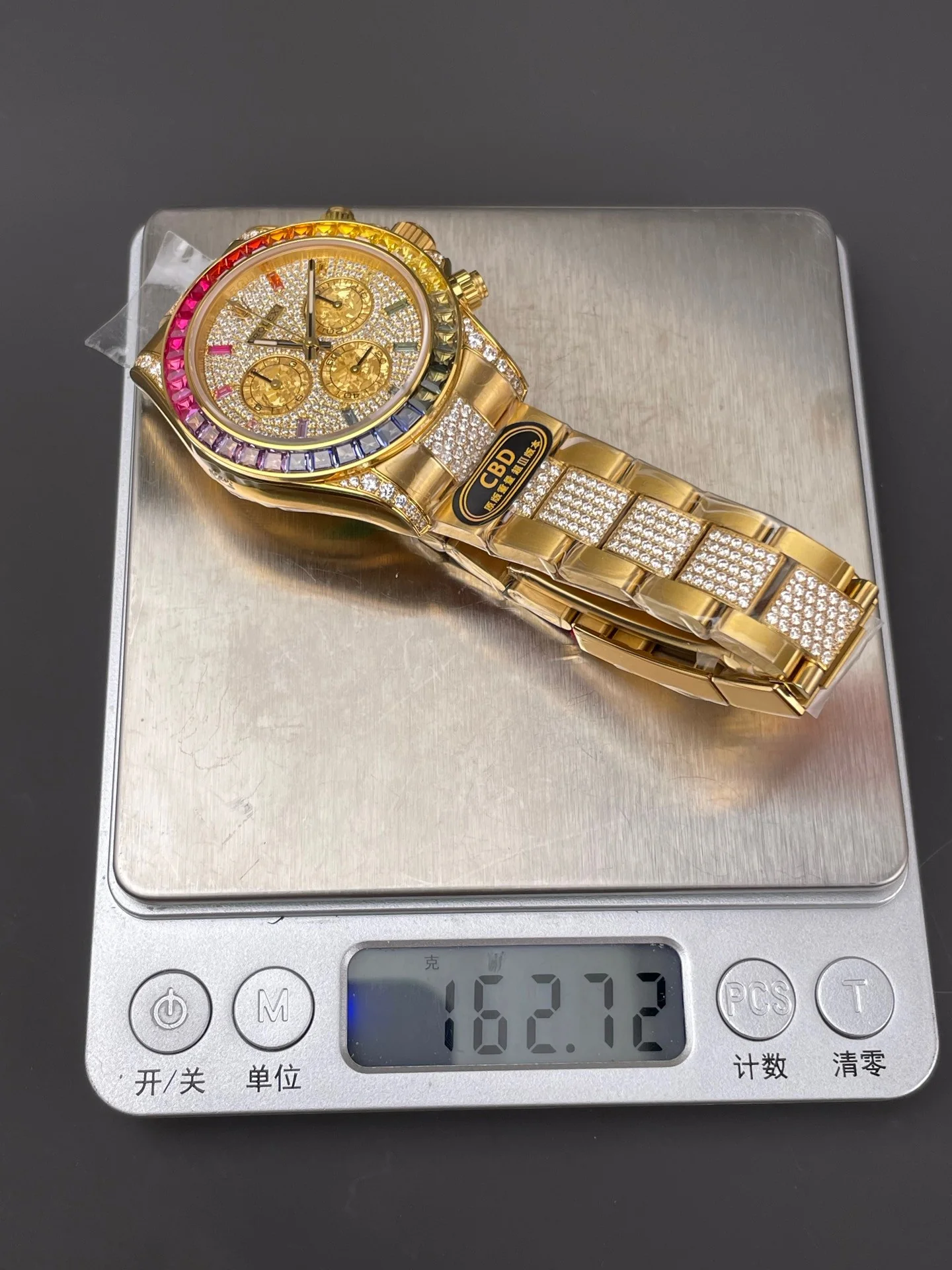 Rainbow Daytona Platinum Full Stone Bezel