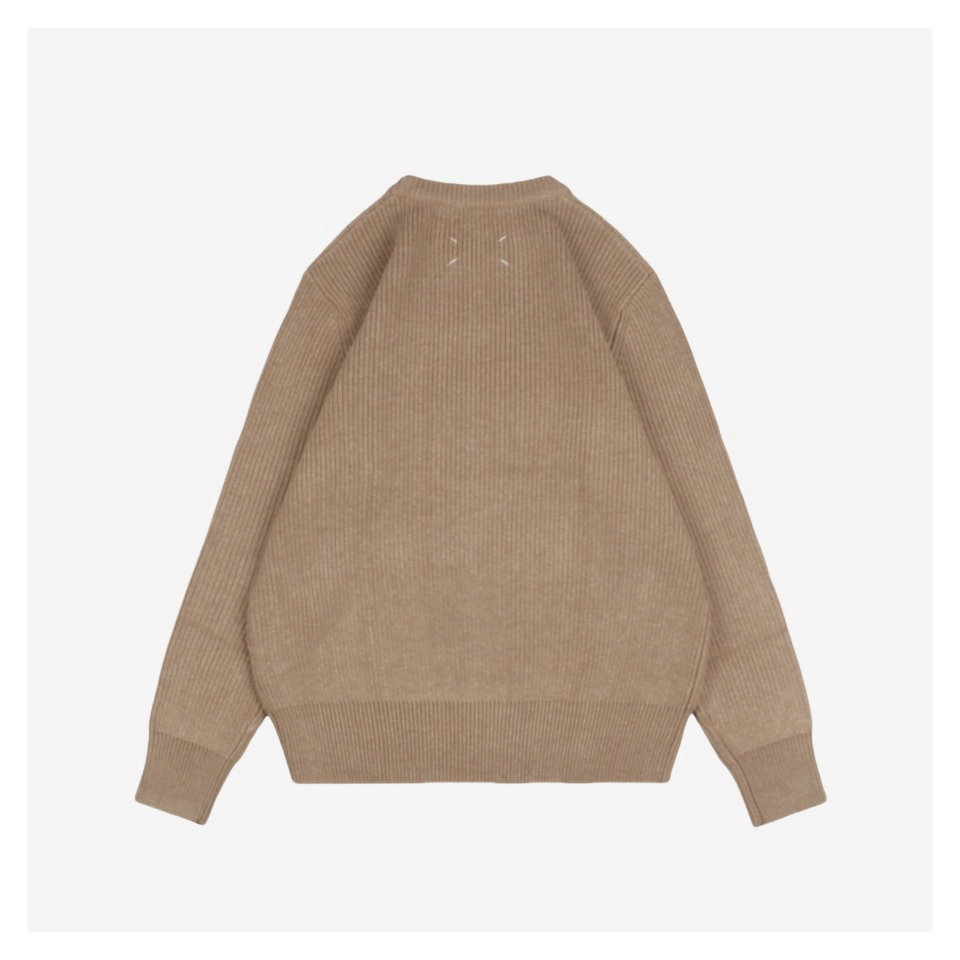 Maison Margiela Back Four-Stitch Detail Plain Sweater Khaki