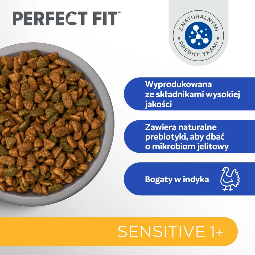 PERFECT FIT Sucha karma dla kotów Perfect Fit Sensitive 1+, dla dorosłych kotów, 7 kg