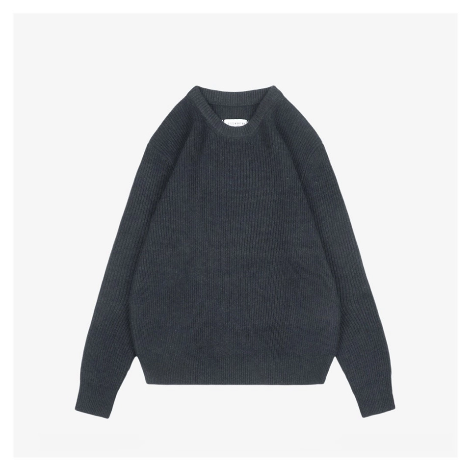 Maison Margiela Signature Four-Stitches Knit Sweater (Black/Dark Grey)