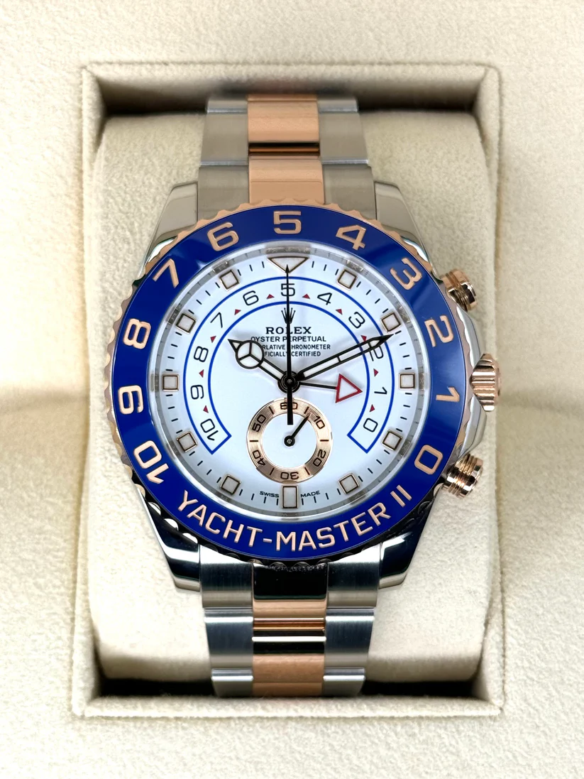 [2026 Mirror Grade]Rolex Yacht-Master II Two Tone Steel Rose Gold White Dial Watch 116681