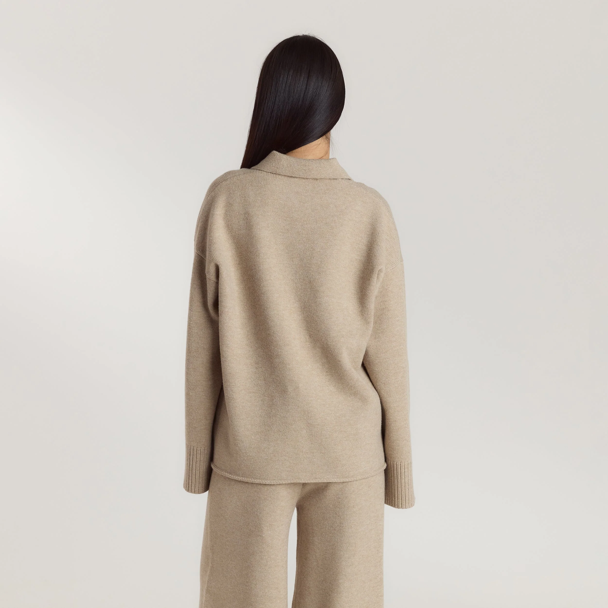 Half Placket Knitted Jumper - Mink