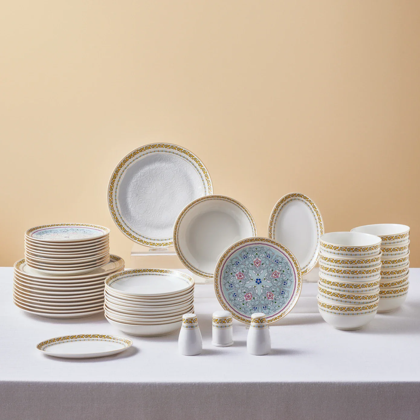 Karaca Forever Bone Bondi Service de Table 53 Pièces pour 12 Personnes