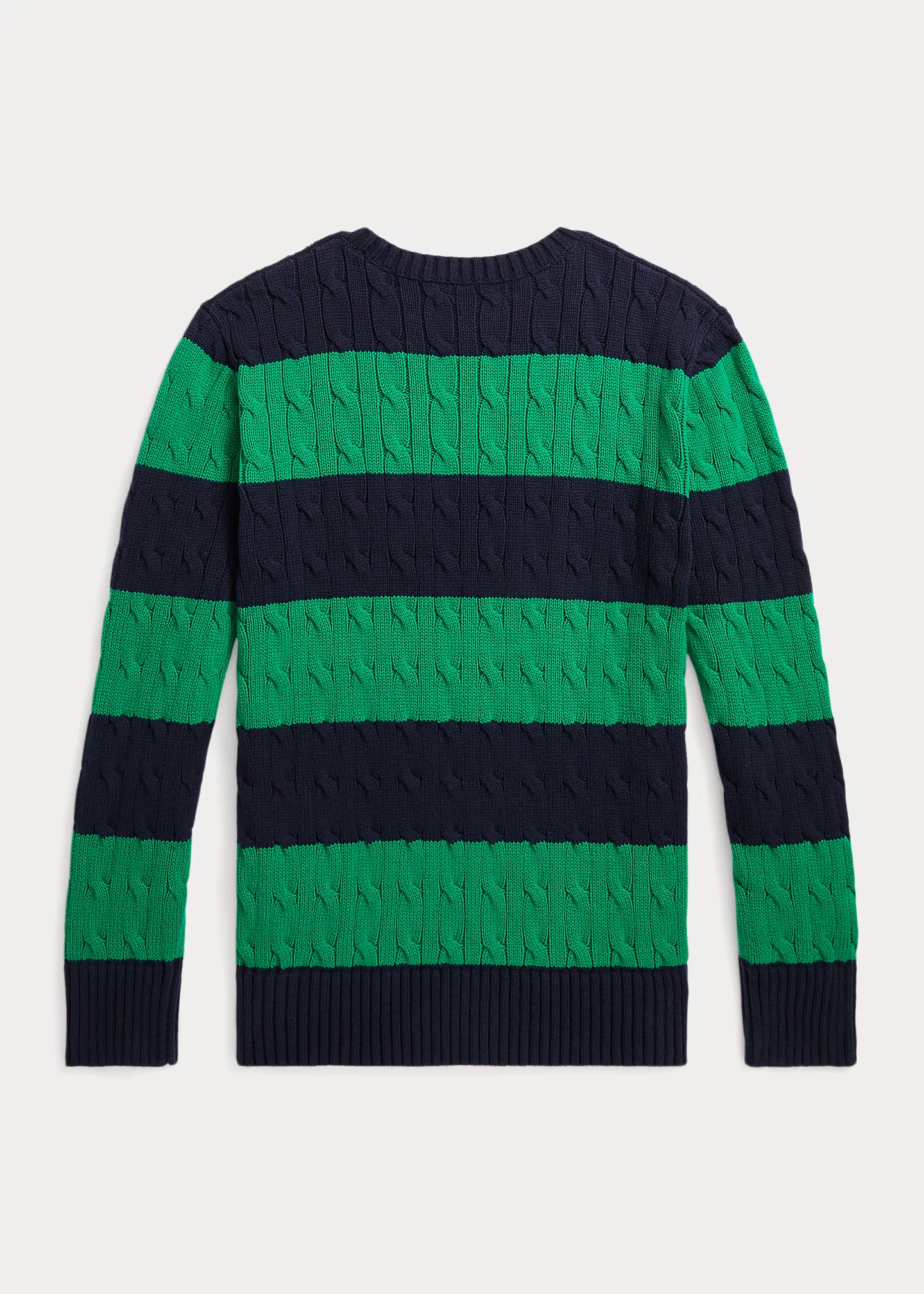 Striped Cable-Knit Cotton Sweater