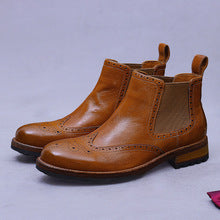 (Ships in 6 days)Men’s New Horsehide British Retro Brogue Goodyear Boots M30H-3