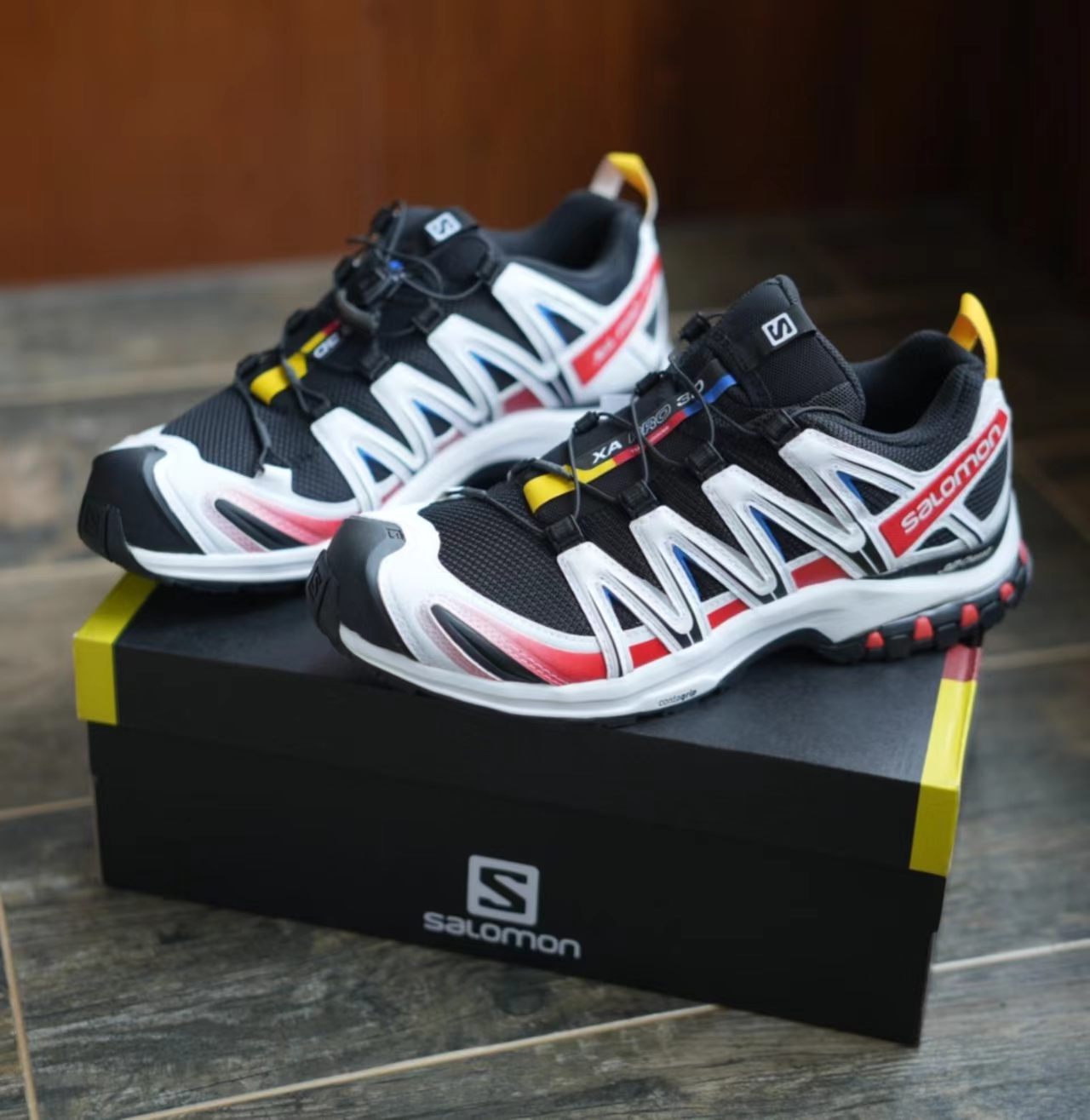 Salomon XA Pro 3D Black White Red Mesh Hiking Shoes