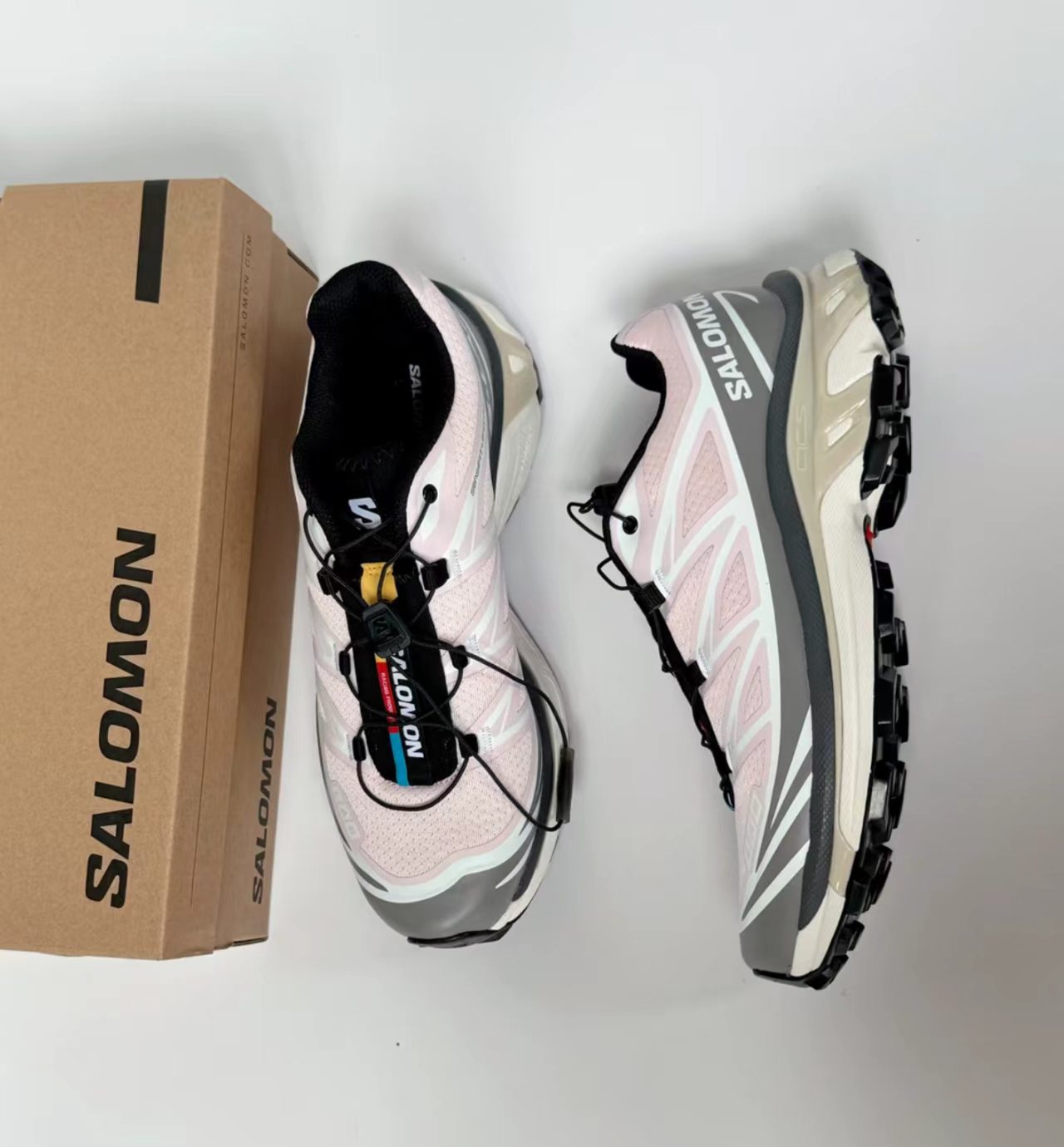 Salomon XT-6 Pink Grey Beige Hiking Shoes