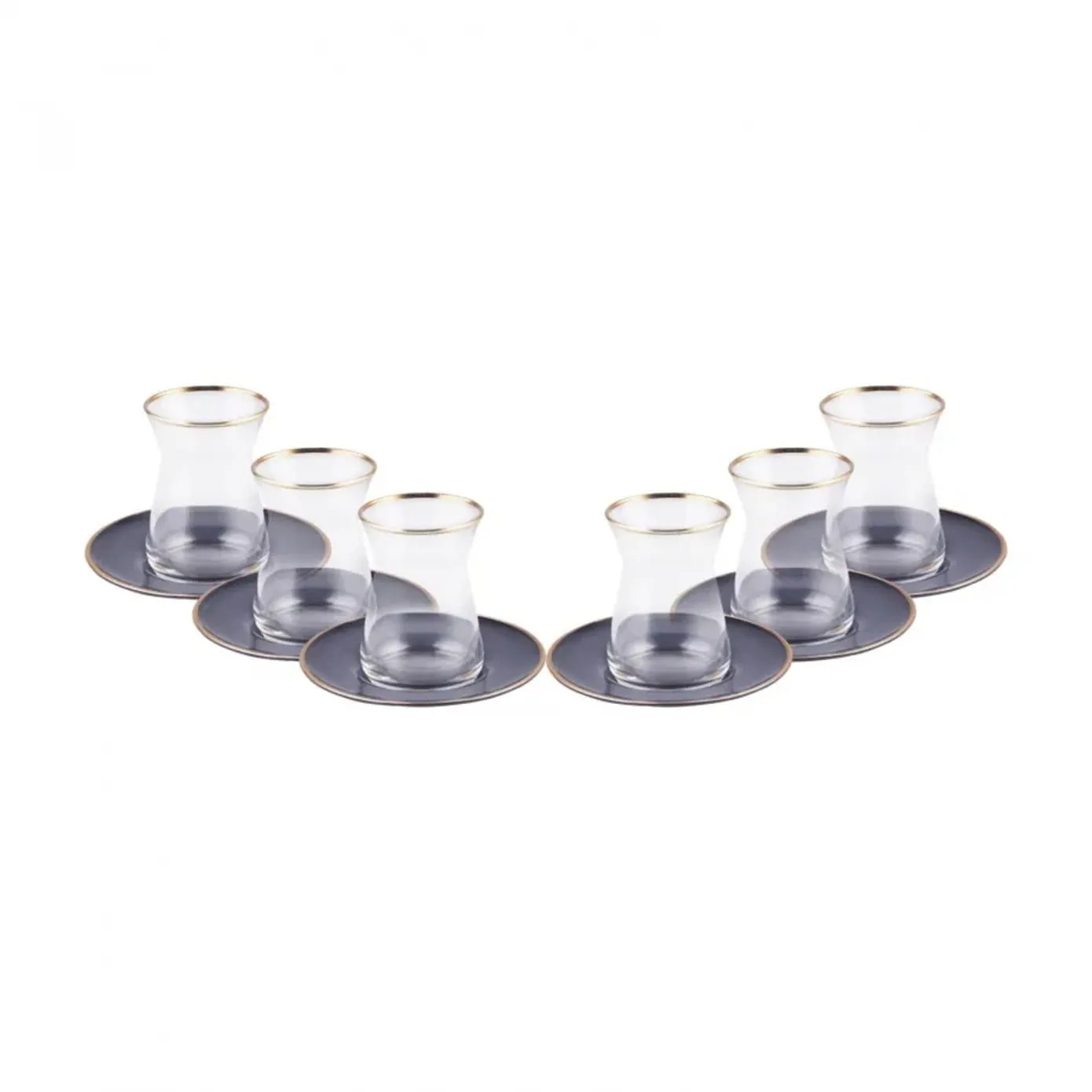 Service à thé Karaca Retro pour 6 personnes, anthracite