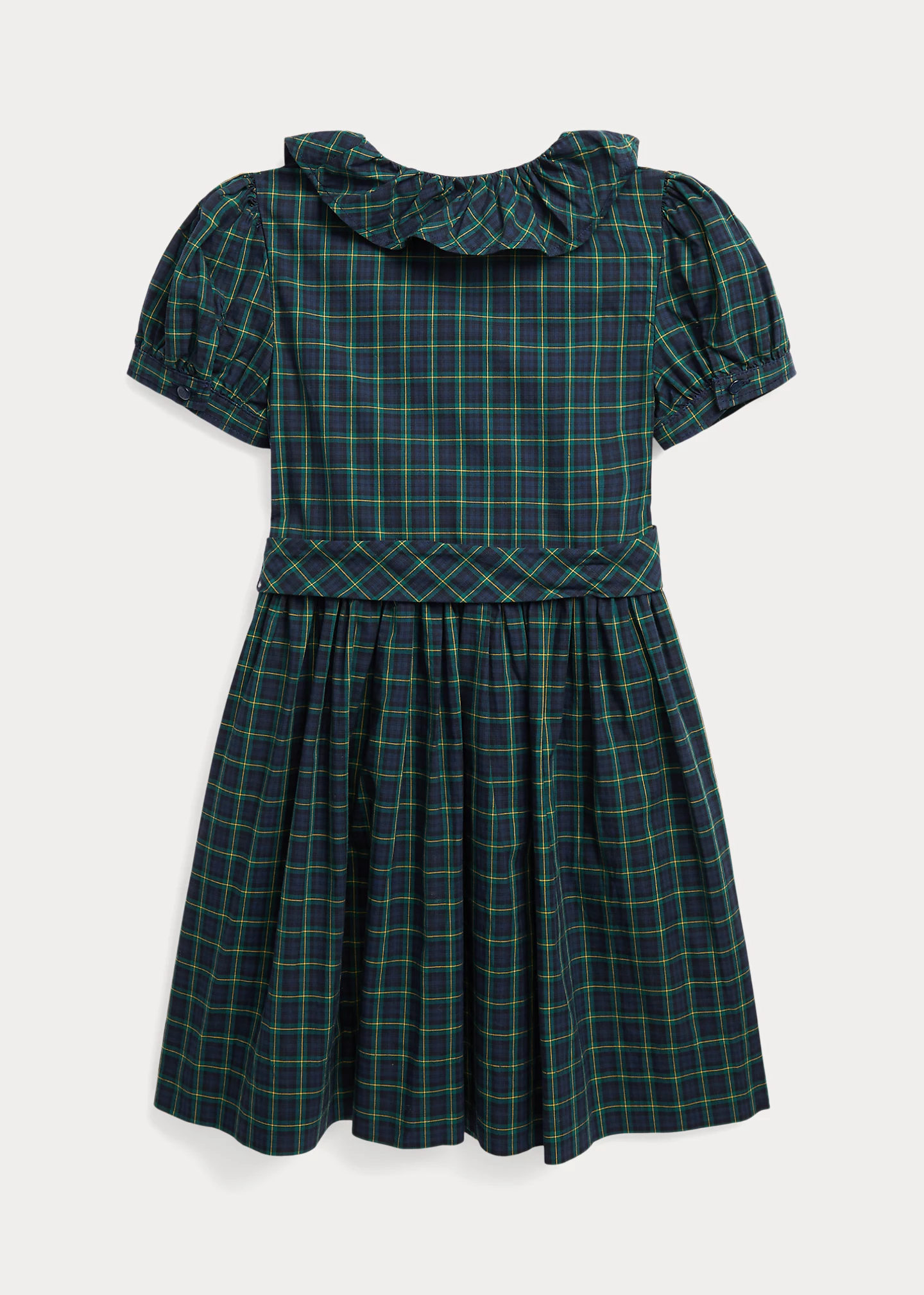 Plaid Ruffled Cotton Wrap Dress