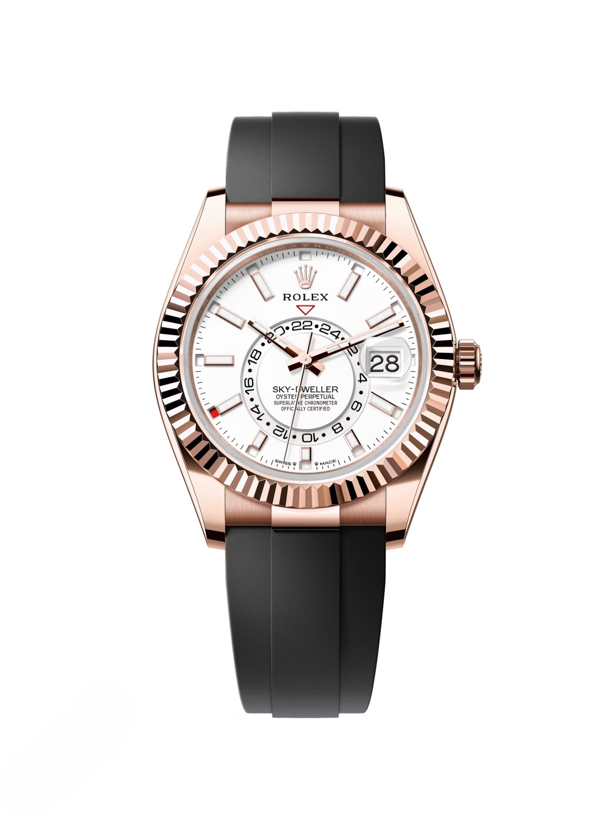 [2026 Mirror Grade]RLX  Sky-Dweller 42mm Rose Gold White Dial Oysterflex - 336235