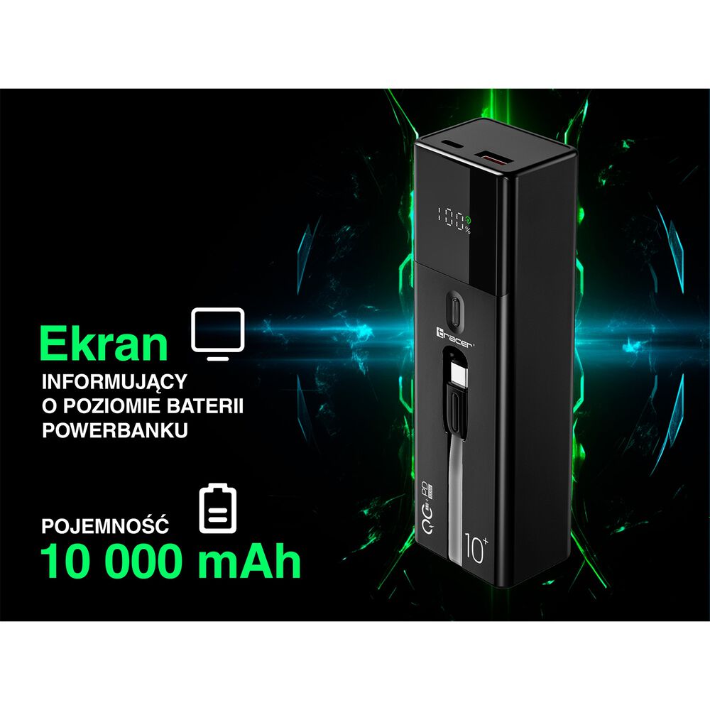 TRACER Powerbank Tracer Quant, 10000 mAh, 100 W, czarny