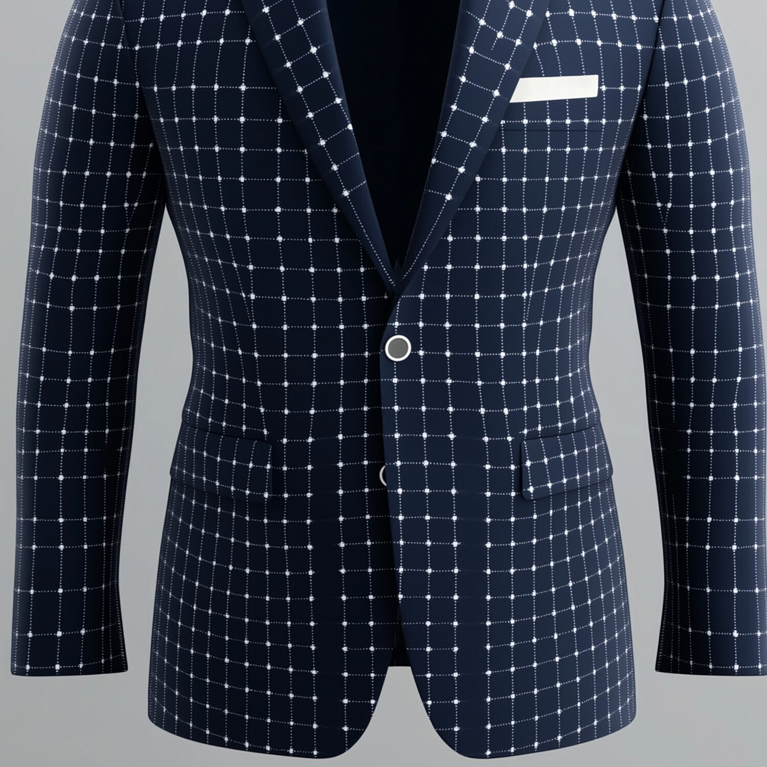 Men's Notch Lapel Long Sleeve Two Button Checked Pattern Blazer