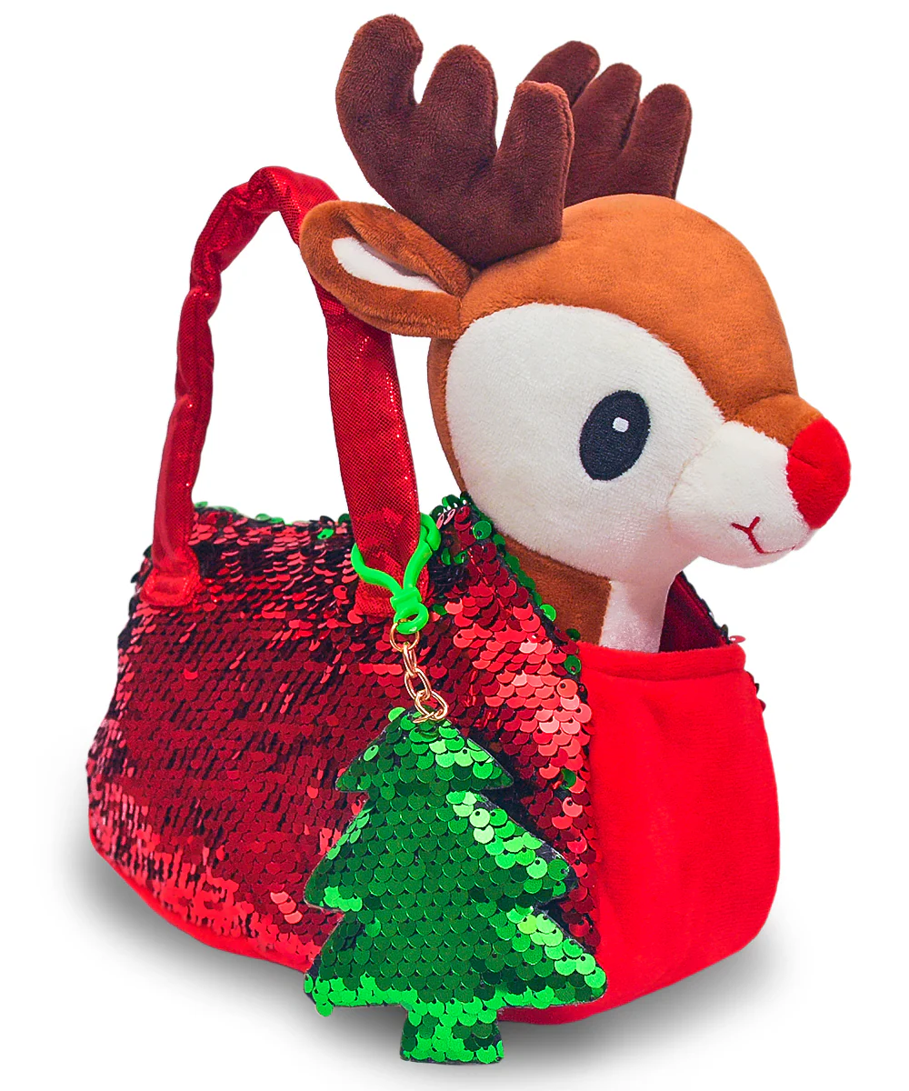 Pet Plush Set with Bag - Reindeer w/ Red Bag