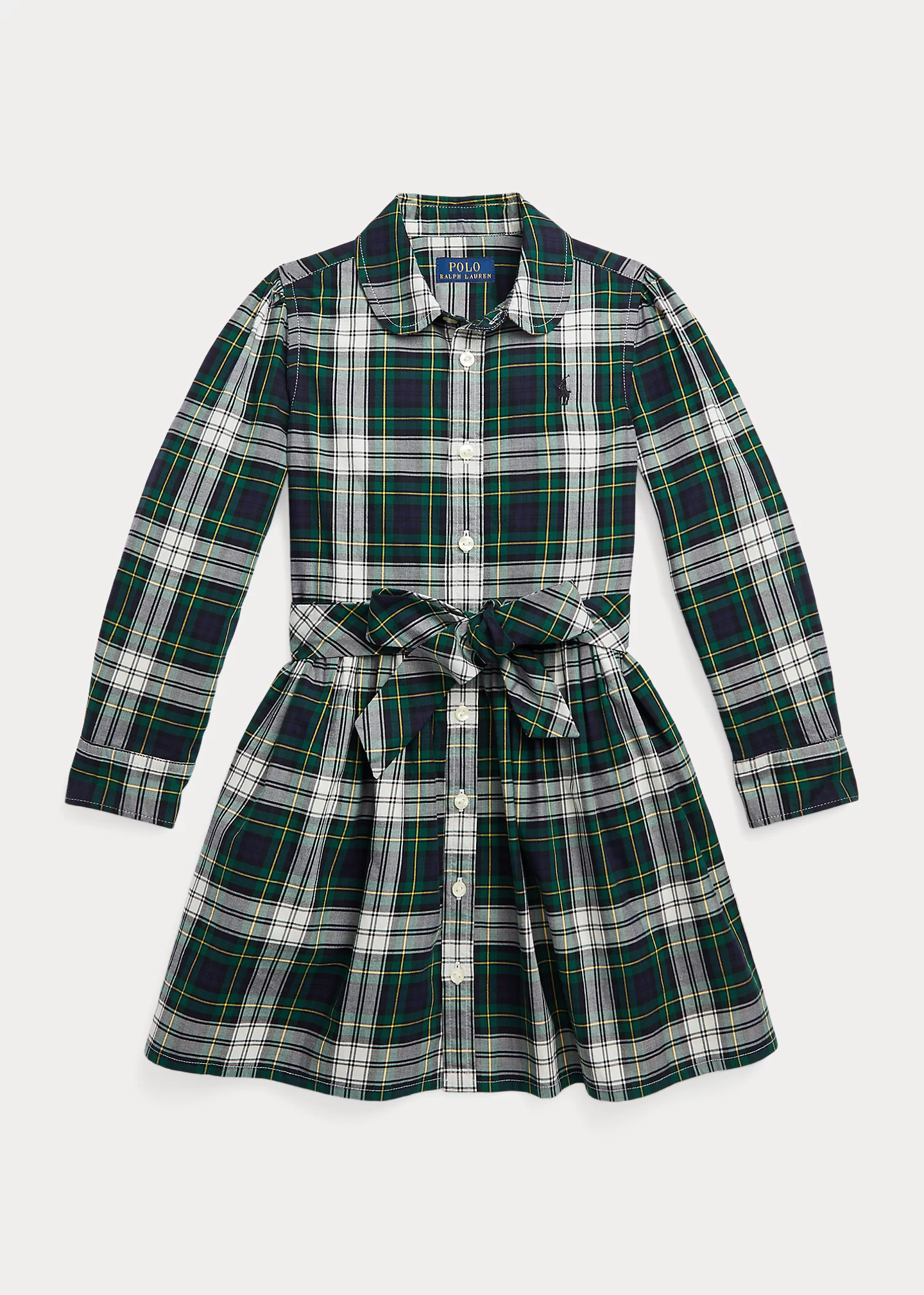 Plaid Cotton Twill Shirtdress
