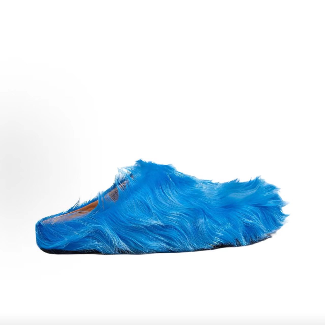 Marni Bright Blue Long Fur Fussbett Mule