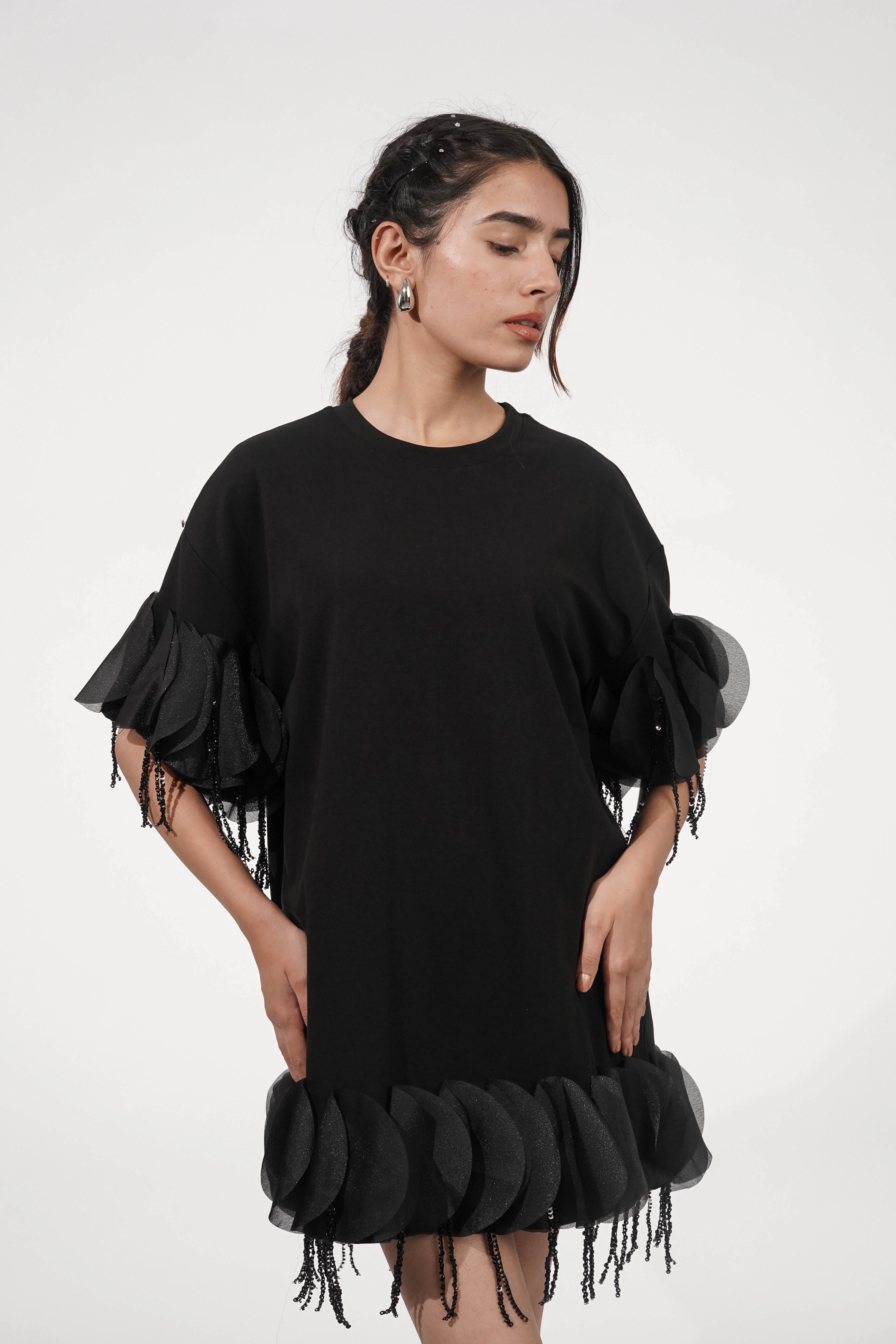 Stella Black Tasselled T-shirt