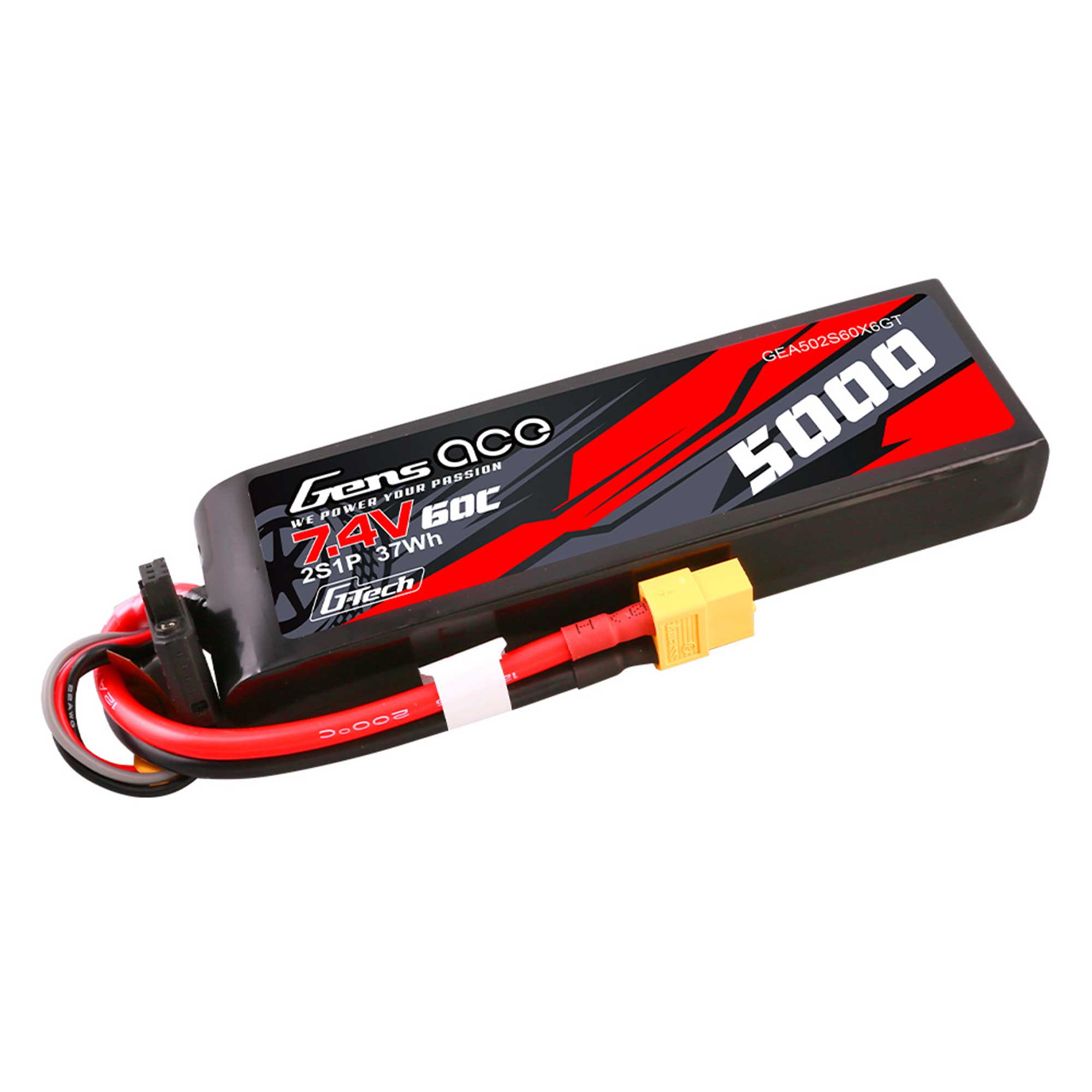 7.4V 5000mAh 2S 60C G-Tech LiPo Battery: XT60