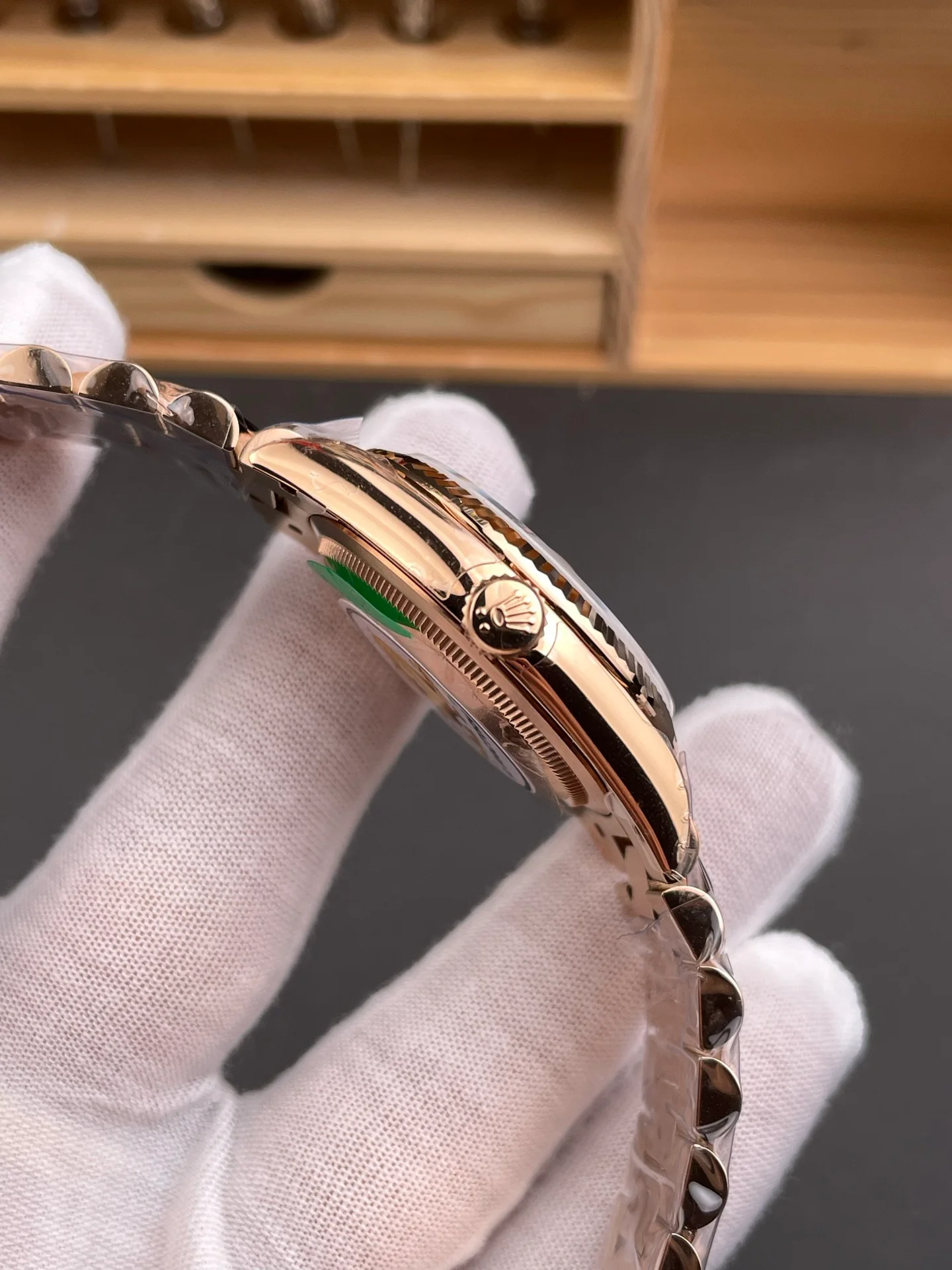 Rose Gold Blue-Green Dial Day-Date
