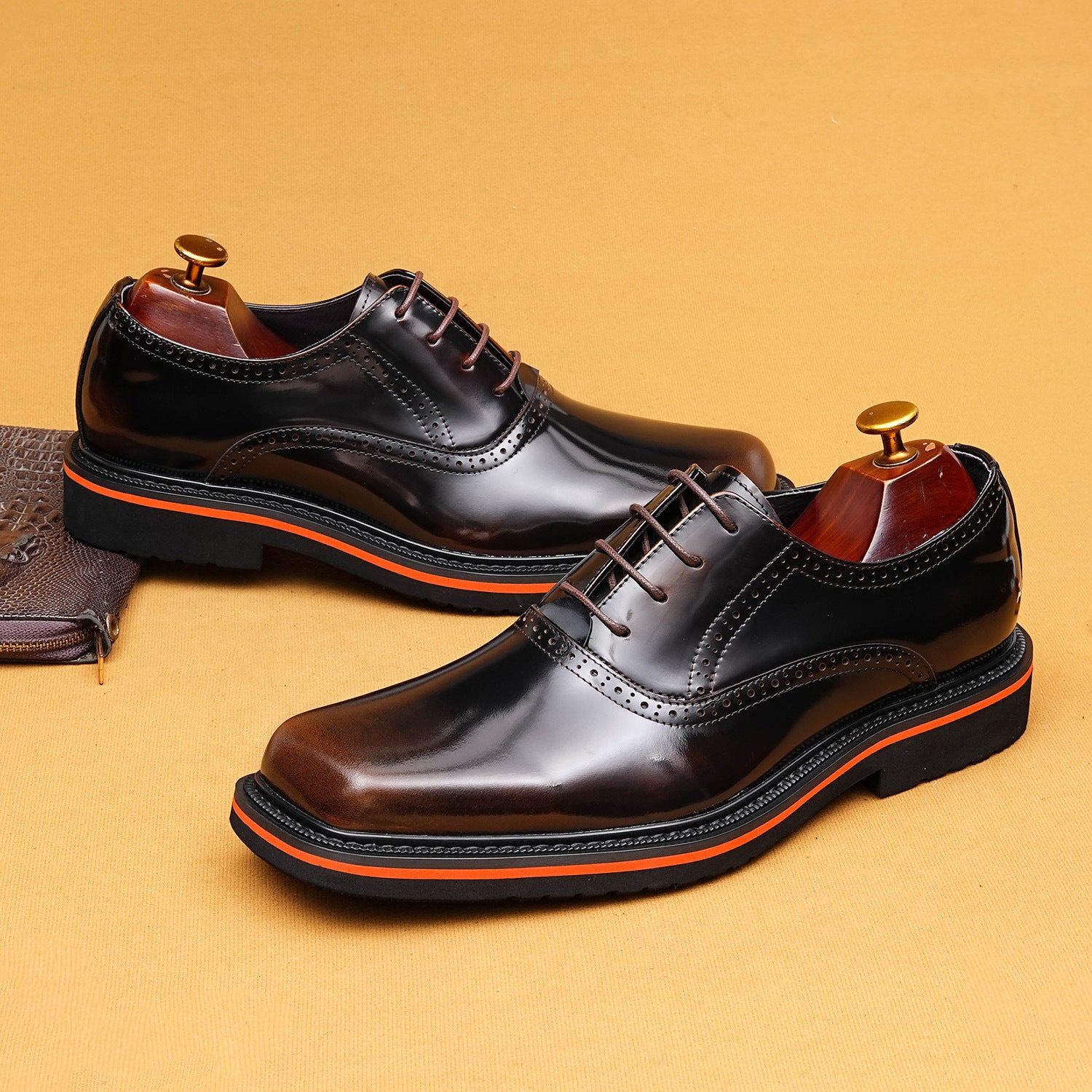 2026 Men’s Square Toe Brogue Shoes Business Wedding British Casual Wear 25882