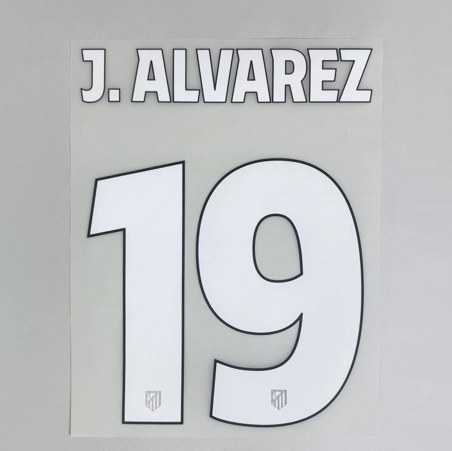 J.ALVAREZ #19 Atletico Madrid 2025-26 Third Away UCL Football Soccer Name & Number Set