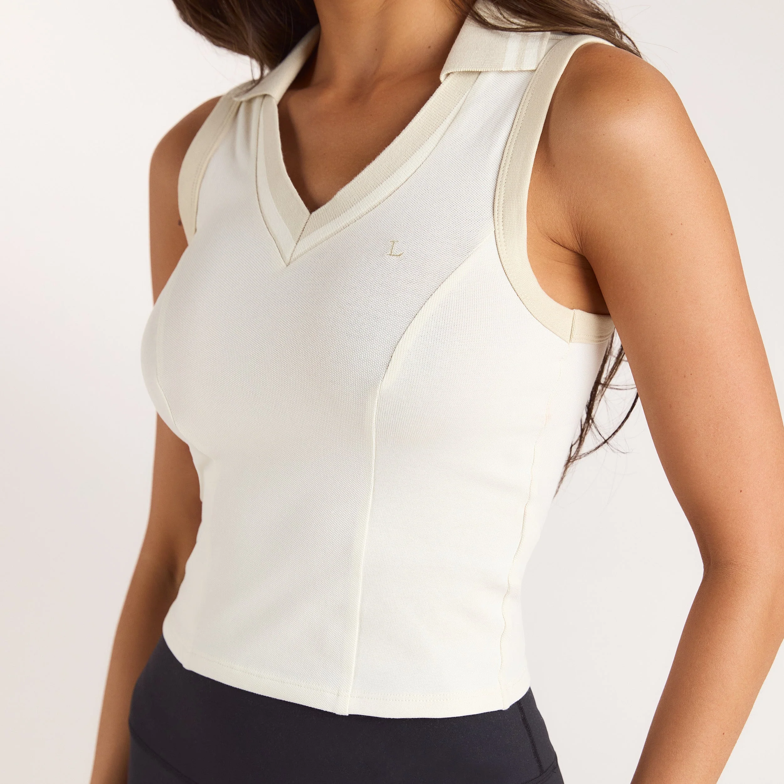 Polo Vest Top - Cream