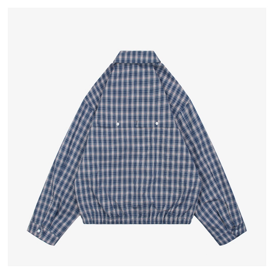 MM Blue Check Embroidered Logo Jacket