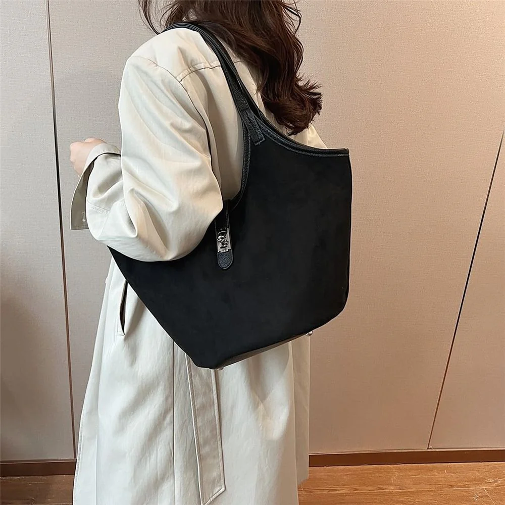 Turn Lock Suede Tote