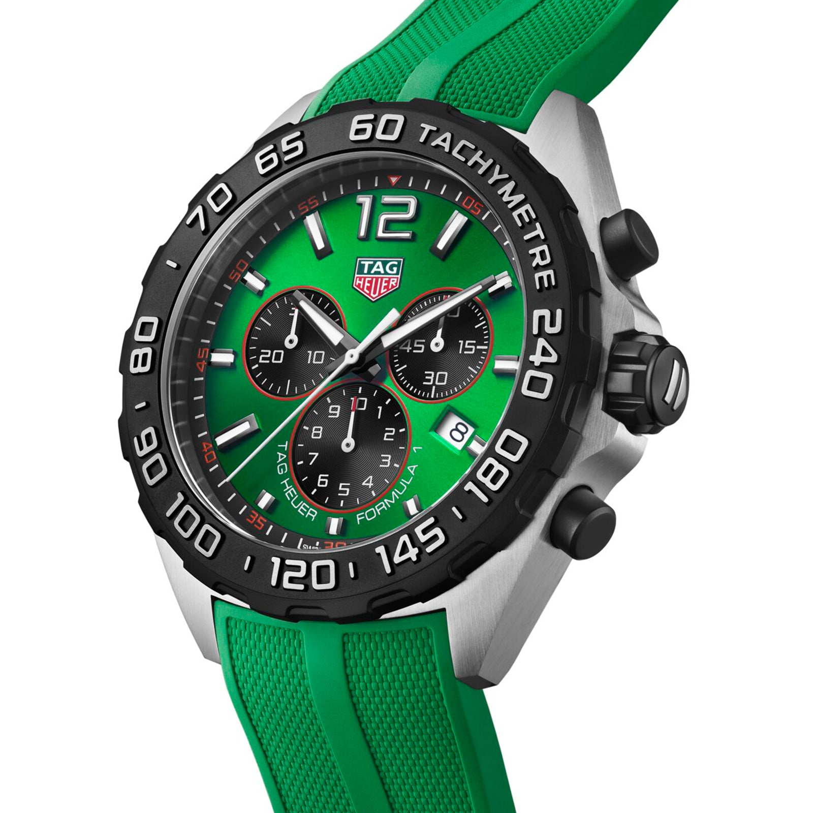 [2026 Mirror Grade]TAG Heuer Formula 1 Quartz Chronograph 200M 43mm Mens Watch Green Rubber CAZ101AP.FT8056