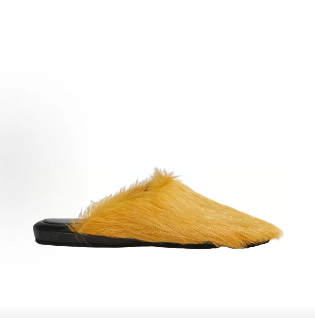 Marni Mustard Yellow Haircalf Slide Mules