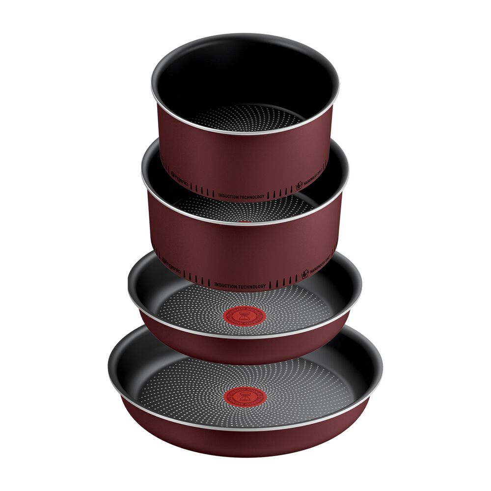 TEFAL Zestaw rondli i patelni Tefal Ingenio Simply Cook, 5 elementów, czerwone