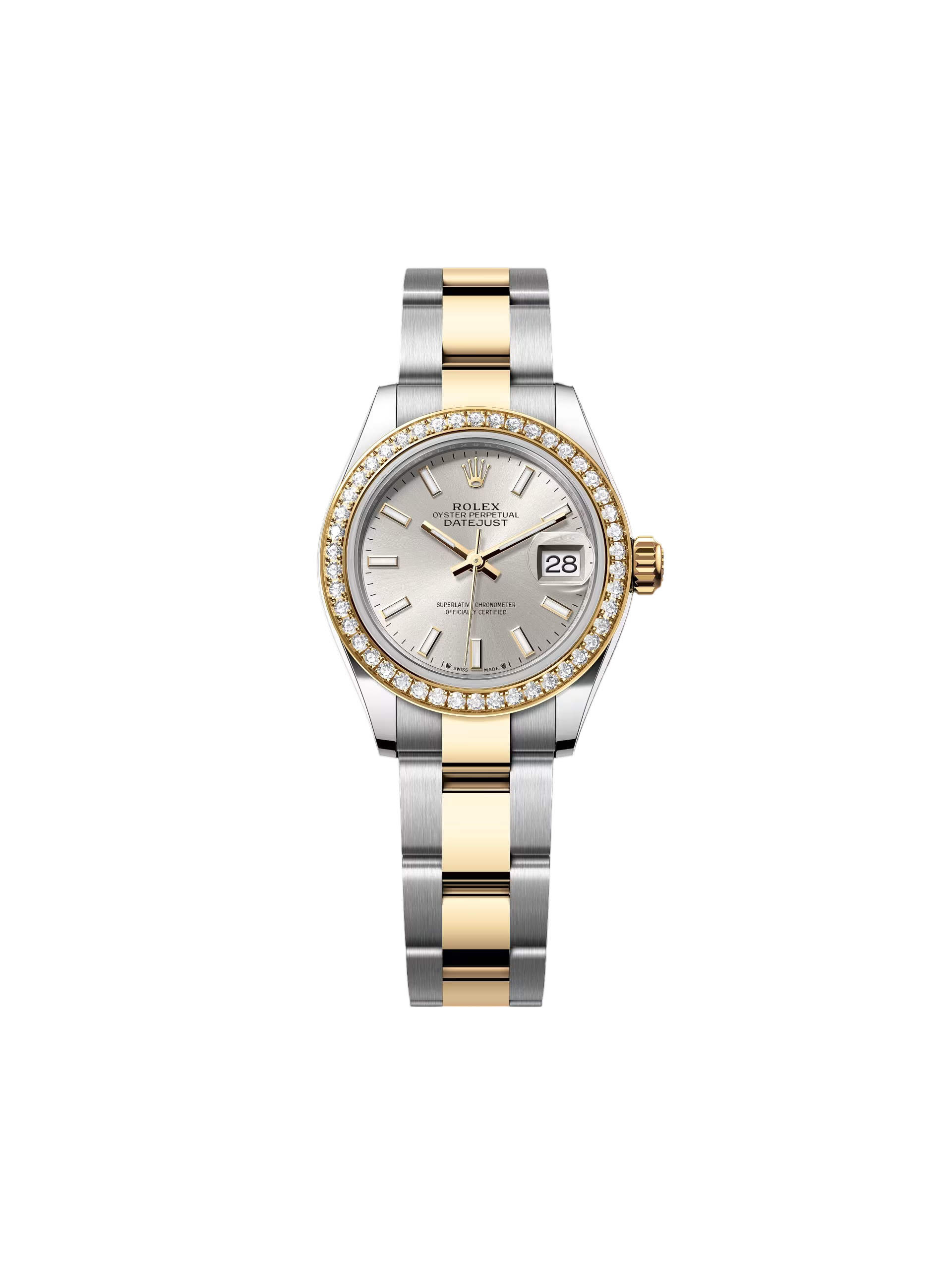 [2026 Mirror Grade]RLX Lady-Datejust 28mm 279383RBR Silver Dial Yellow Rolesor Oyster Bracelet