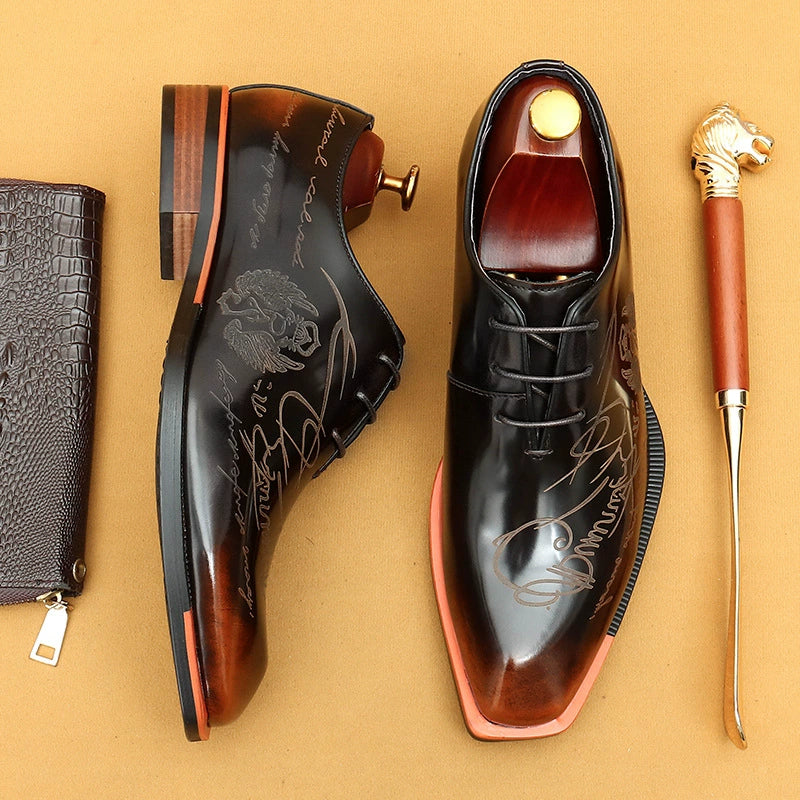 Men’s Genuine Leather carving Dress Shoes 23689
