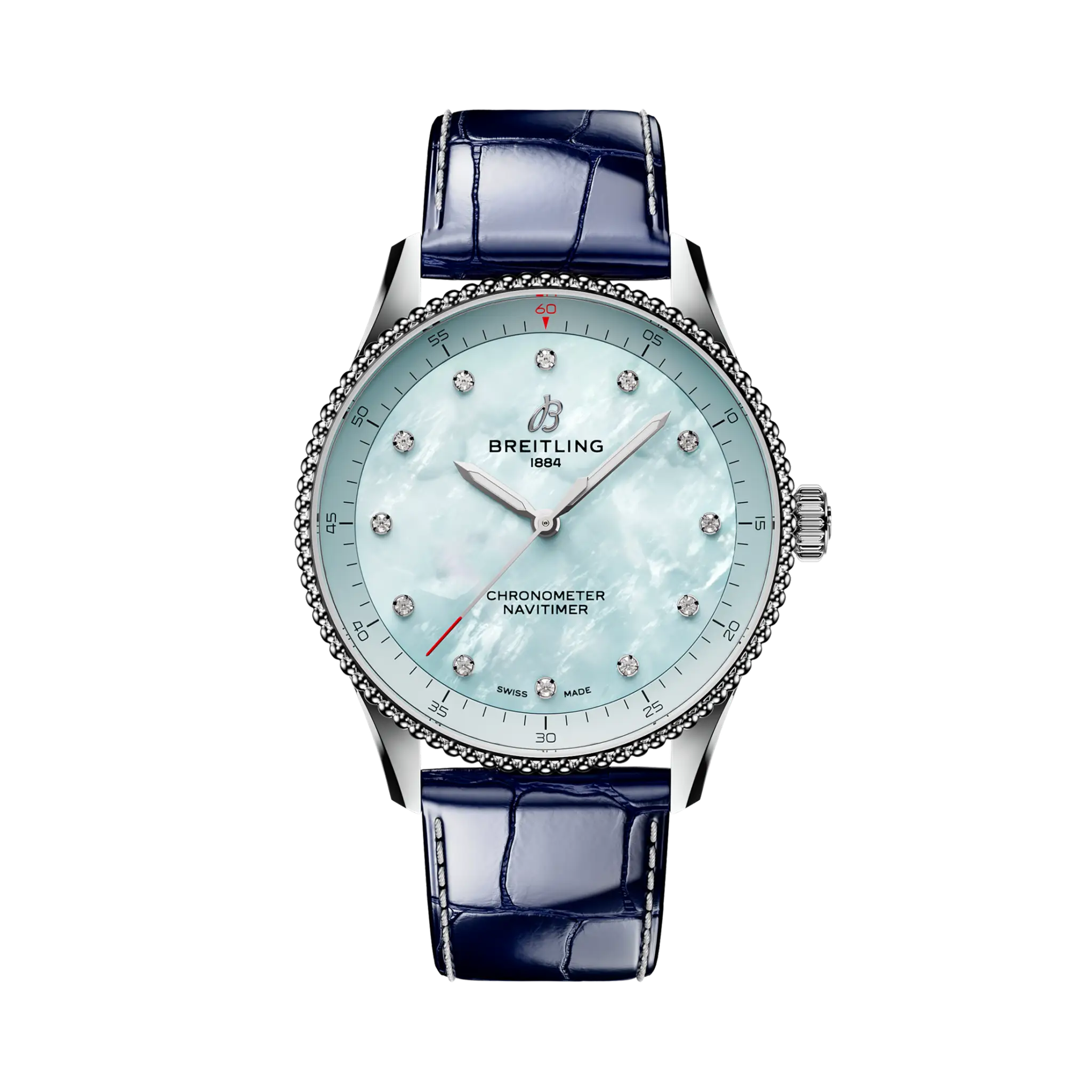 [2026 Mirror Grade]Breitling Navitimer 32mm Ladies Watch Blue Mother Of Pearl Alligator A77320171C1P1
